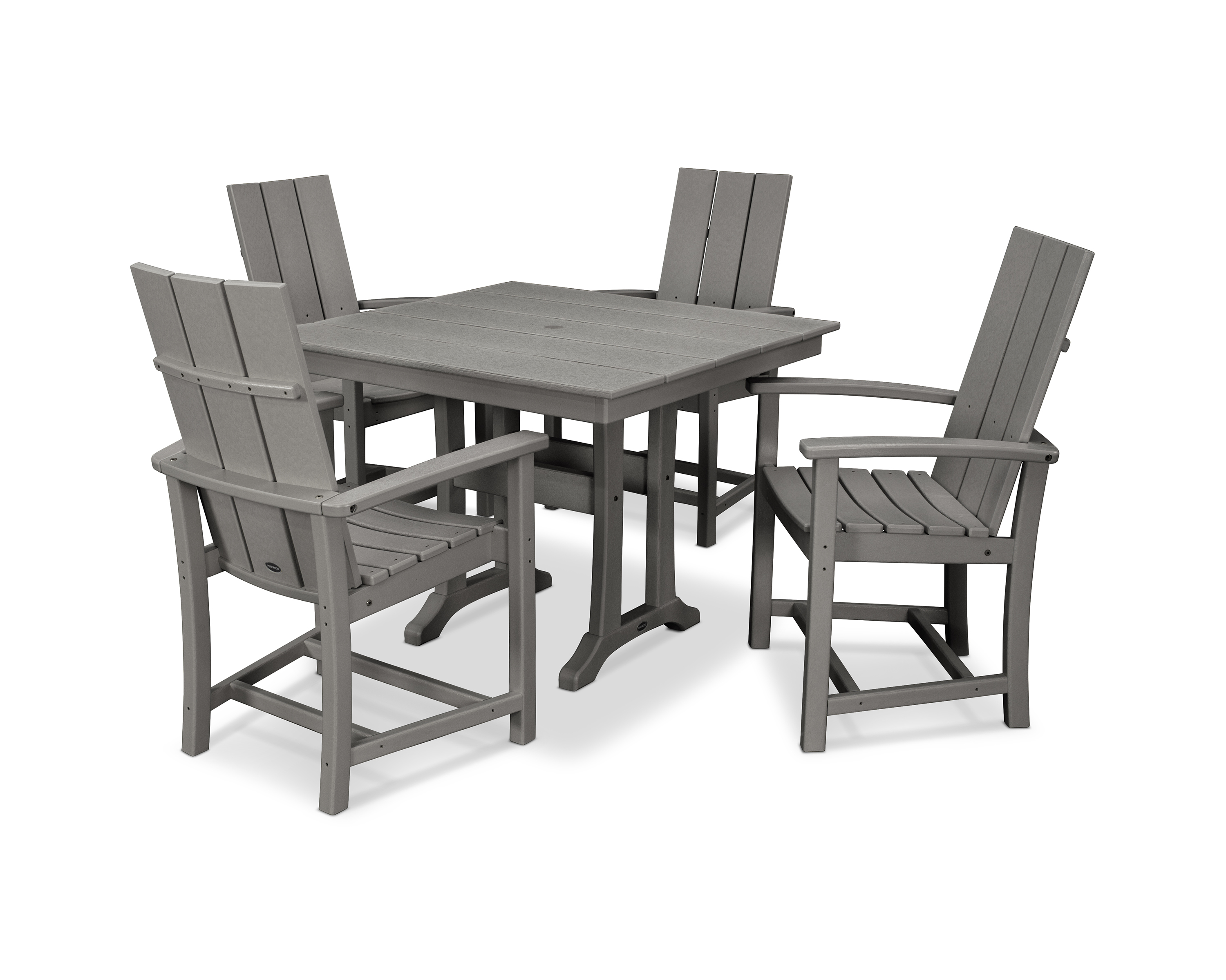POLYWOOD Modern Adirondack 5-Piece Farmhouse Trestle Dining Set