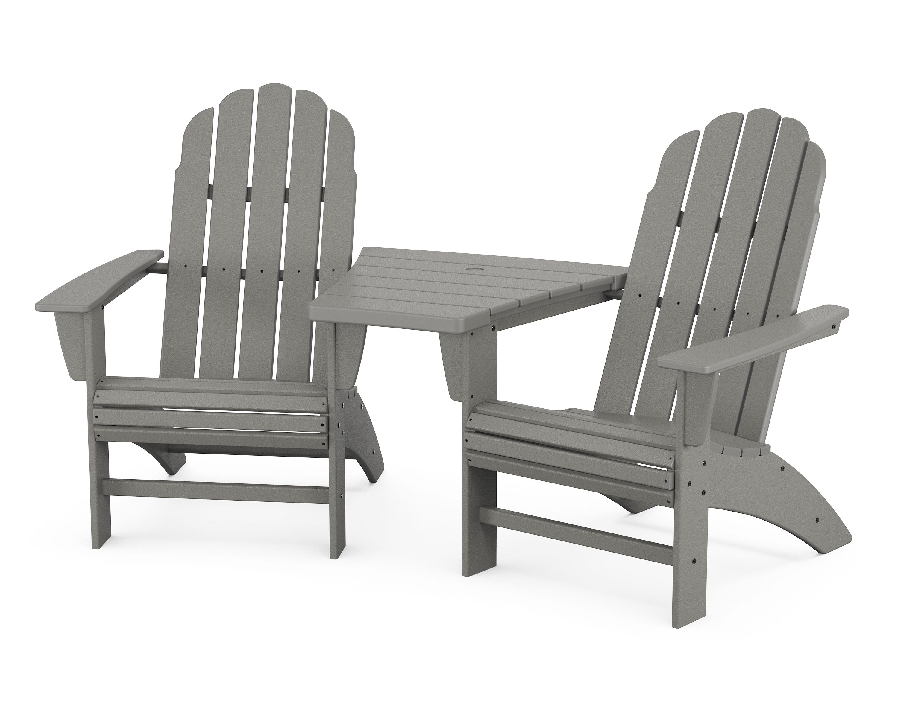 POLYWOOD Vineyard 3-Piece Curveback Adirondack Set with Angled Connecting Table