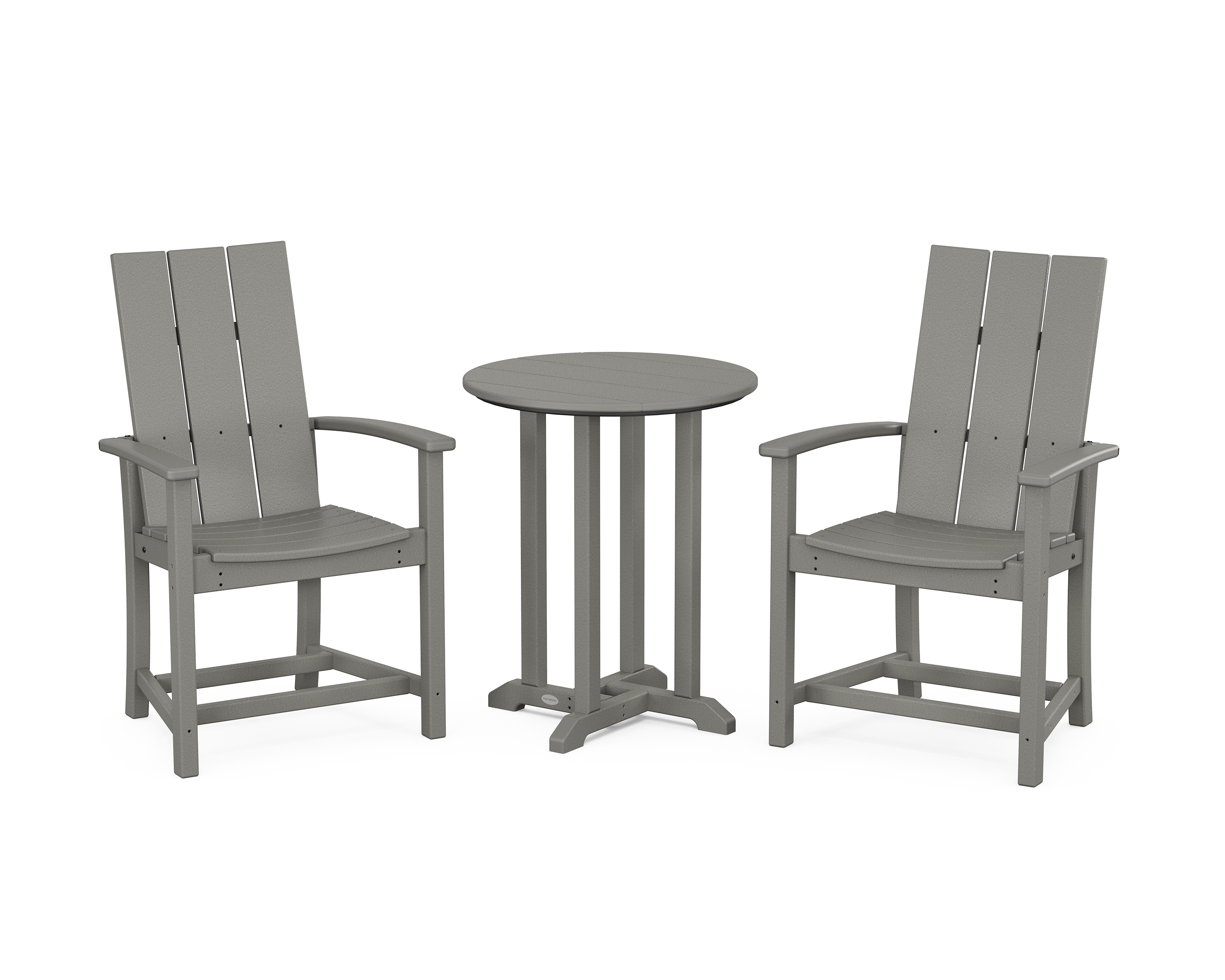 POLYWOOD Modern Adirondack 3-Piece Round Farmhouse Bistro Dining Set