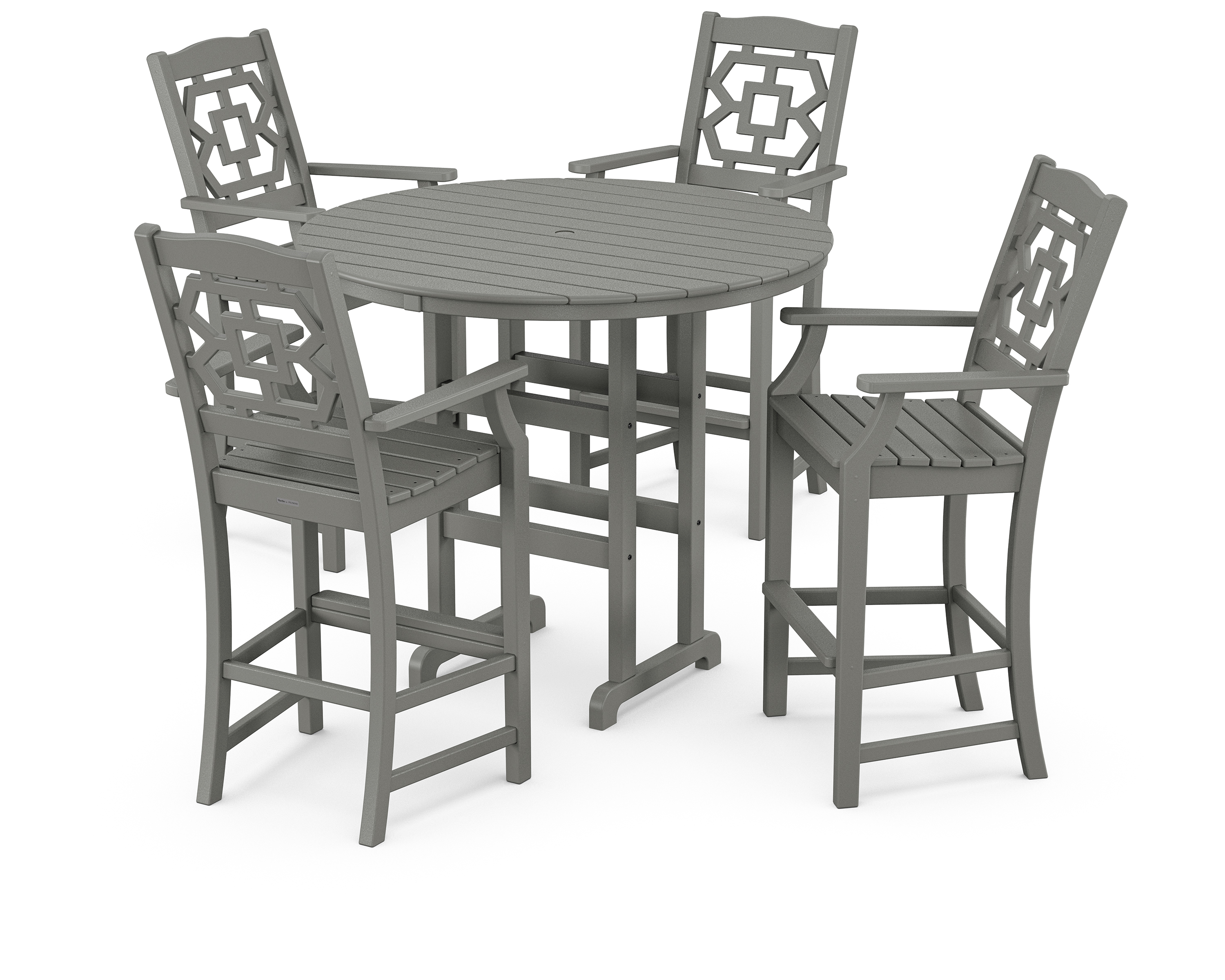 POLYWOOD Chinoiserie 5-Piece Round Farmhouse Bar Set