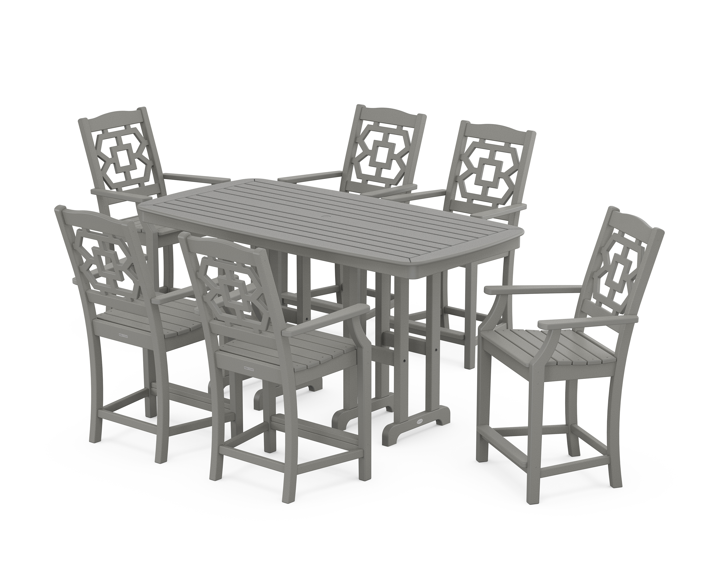 POLYWOOD Chinoiserie Arm Chair 7-Piece Counter Set