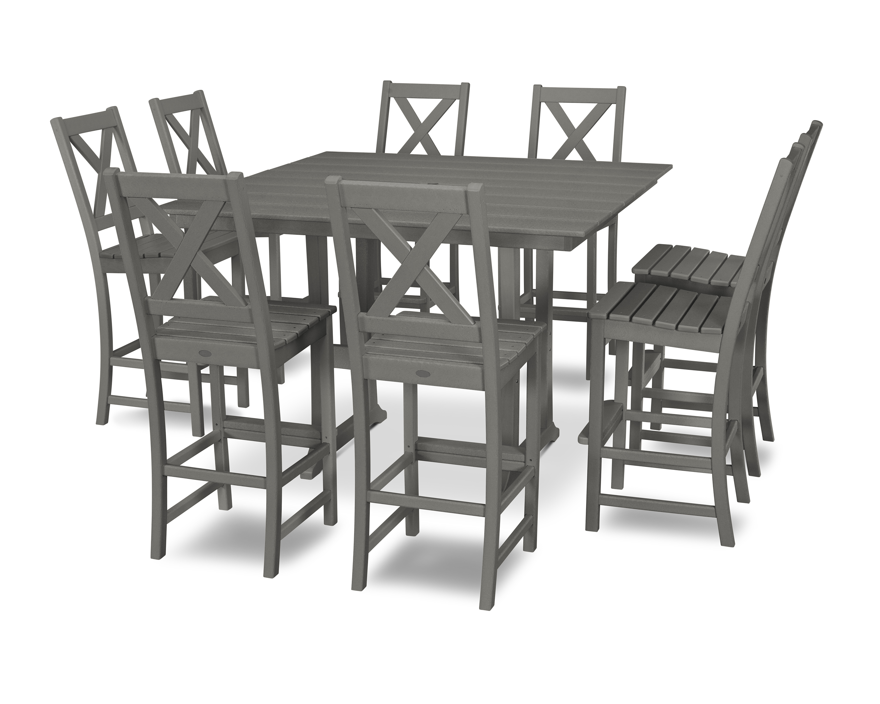 POLYWOOD Braxton 9-Piece Farmhouse Trestle Bar Set