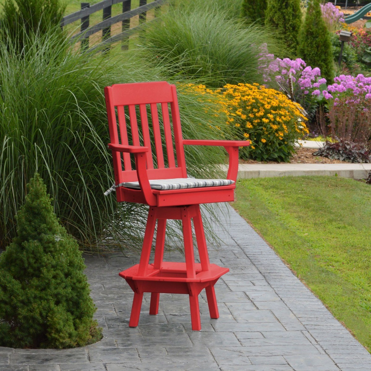 A&L Furniture Traditional Swivel Bar Chair With Arms
