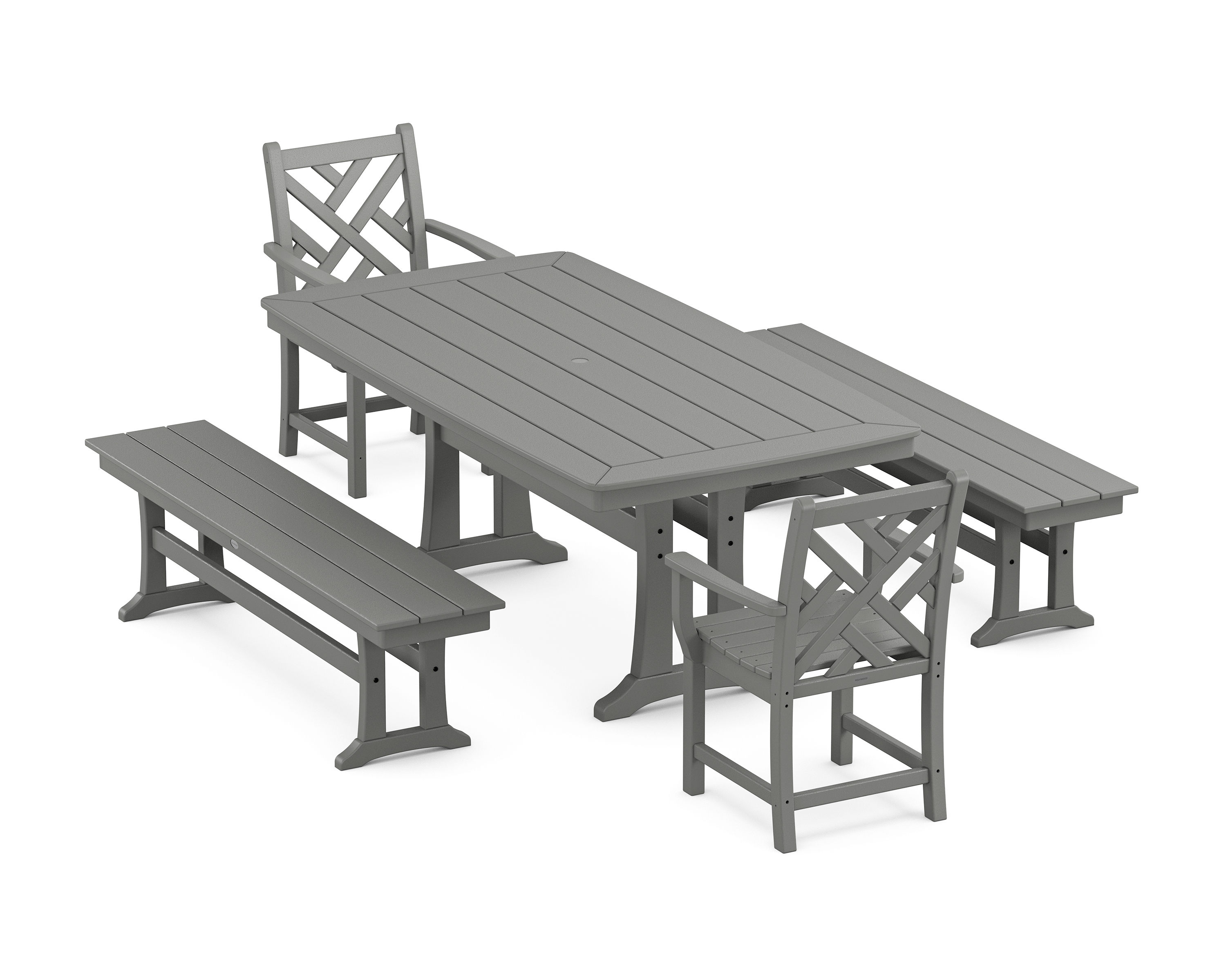 POLYWOOD Chippendale 5-Piece Dining Set with Trestle Legs