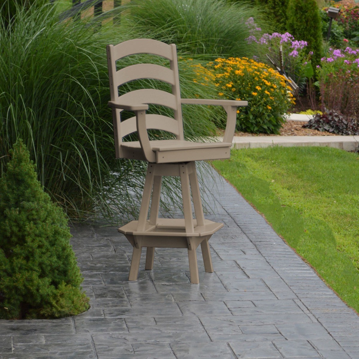 A&L Furniture Ladderback Swivel Bar Chair with Arms