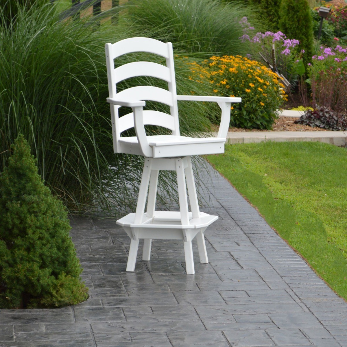 A&L Furniture Ladderback Swivel Bar Chair with Arms