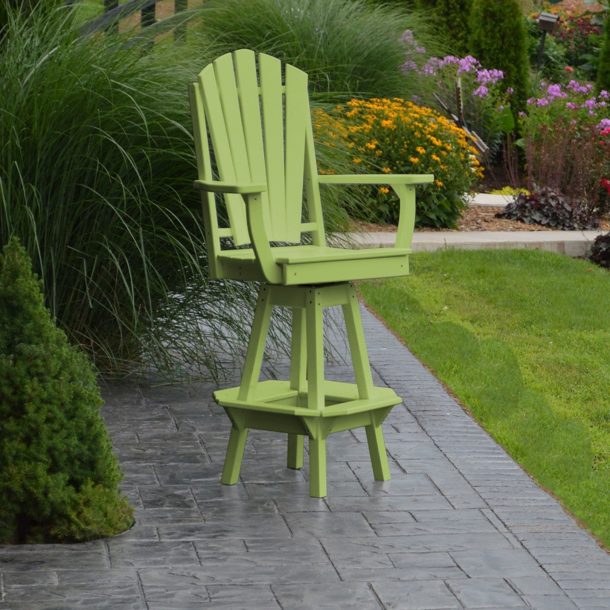 A&L Furniture Adirondack Swivel Bar Chair with Arms