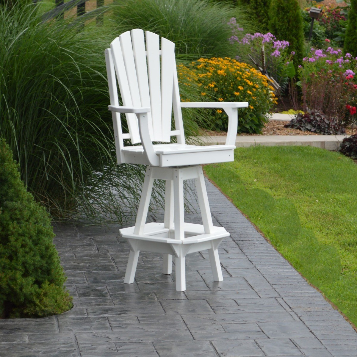 A&L Furniture Adirondack Swivel Bar Chair with Arms