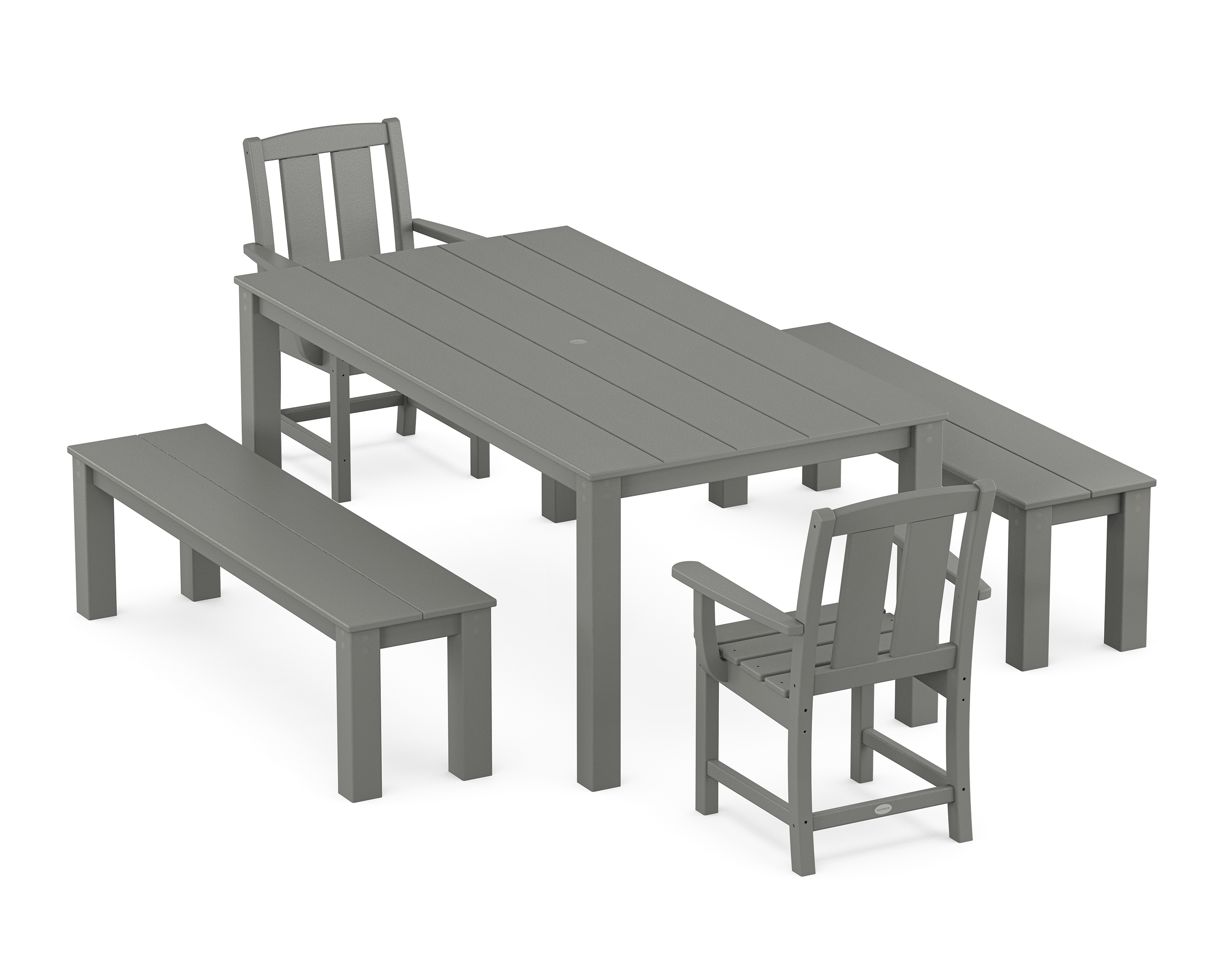 POLYWOOD Mission 5-Piece Parsons Dining Set with Benches