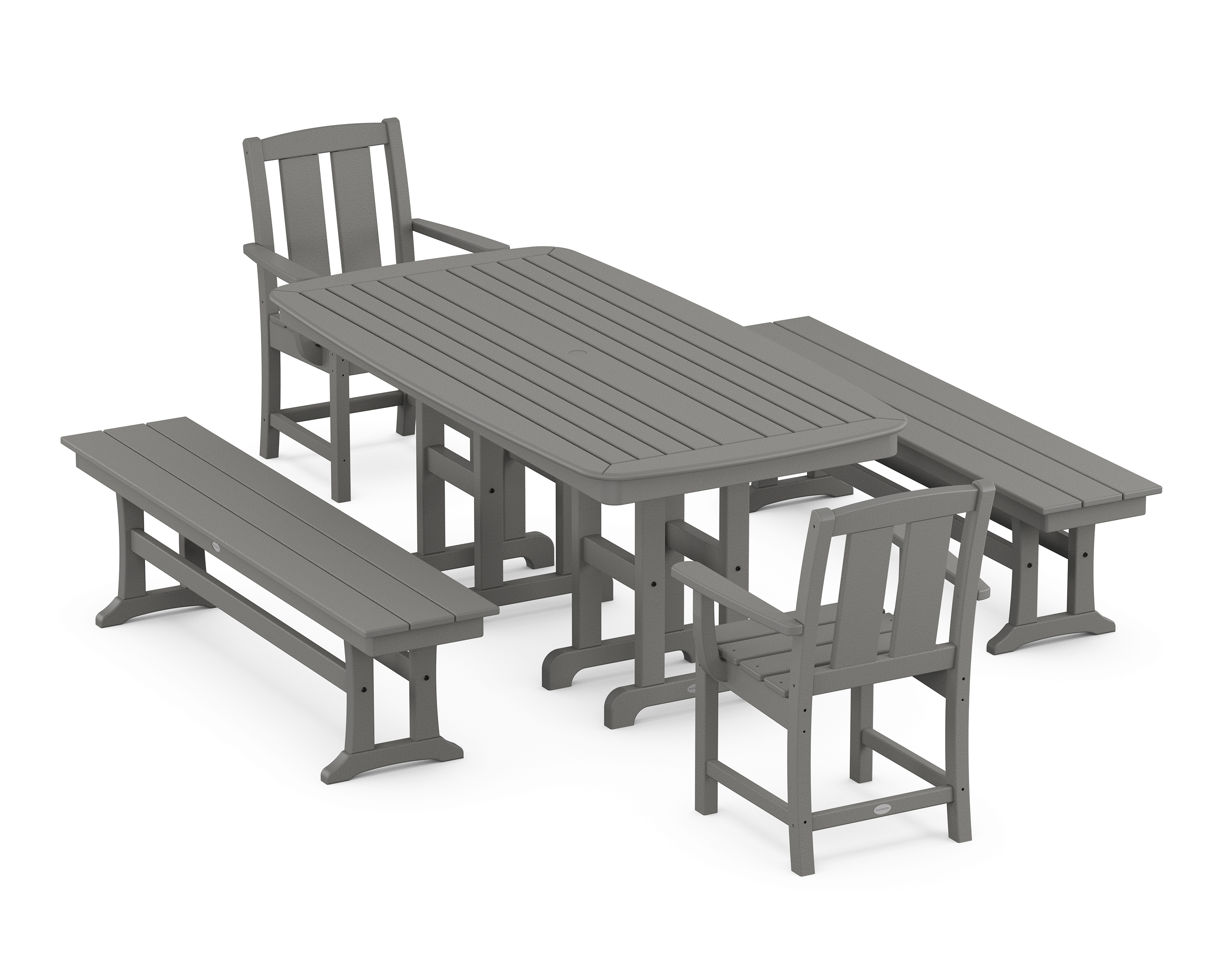 POLYWOOD Mission 5-Piece Dining Set with Benches