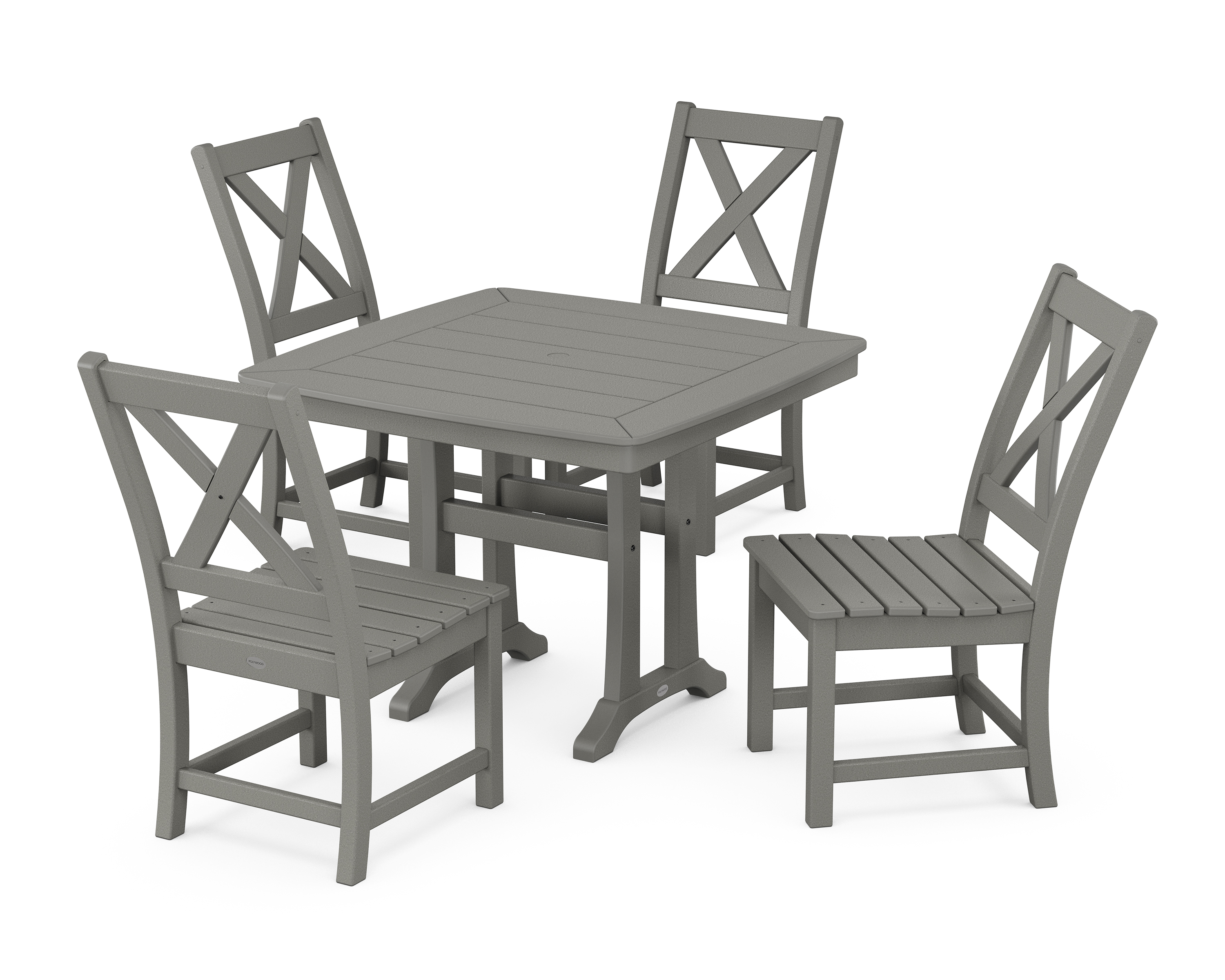 POLYWOOD Braxton Side Chair 5-Piece Dining Set with Trestle Legs
