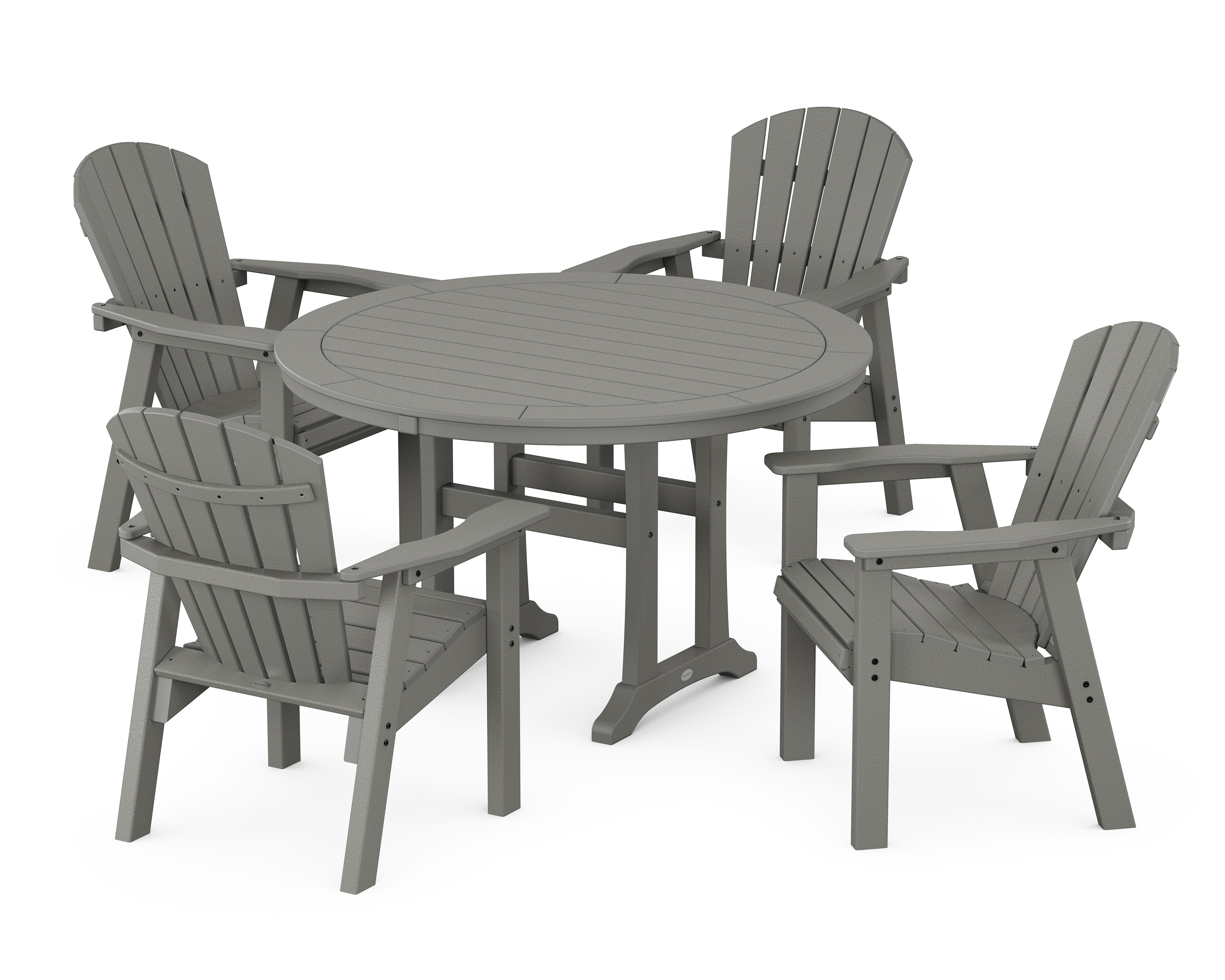 POLYWOOD Seashell 5-Piece Round Dining Set with Trestle Legs