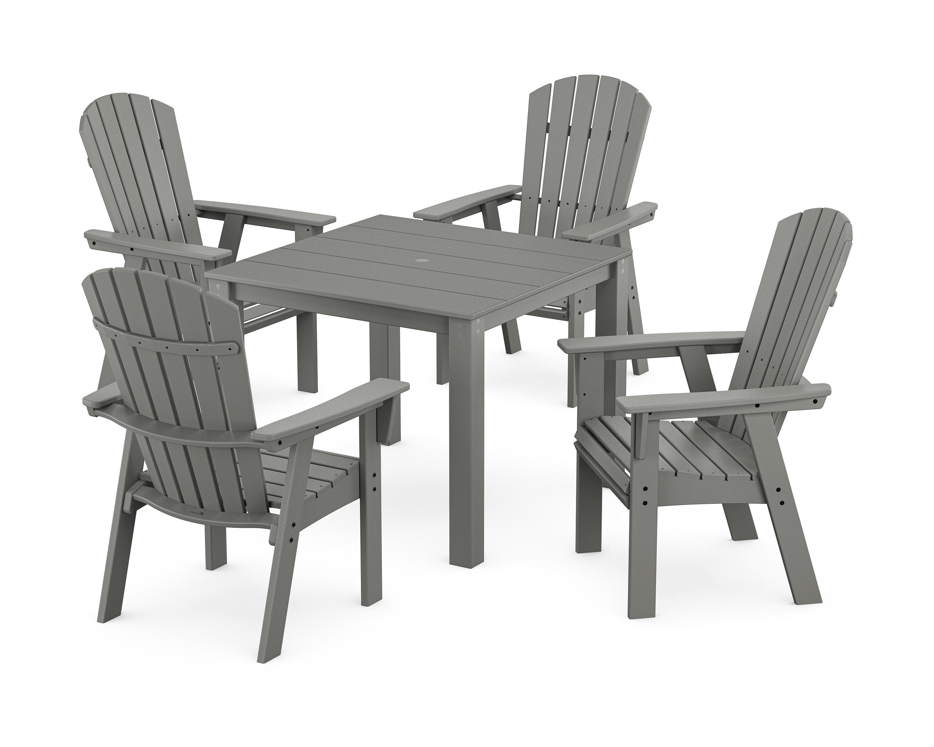 POLYWOOD Nautical Curveback Adirondack 5-Piece Parsons Dining Set