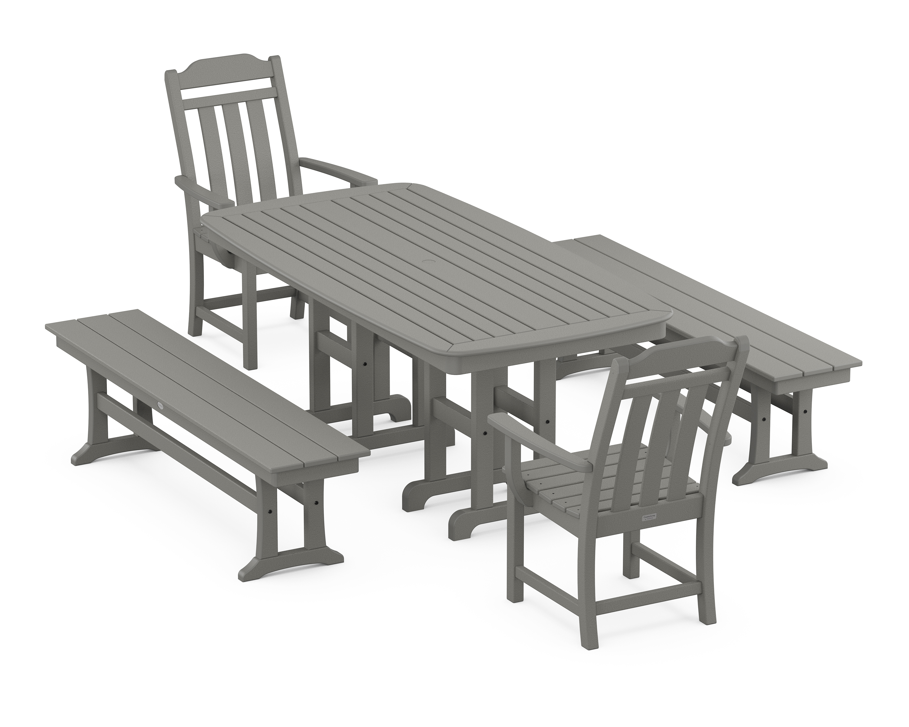 POLYWOOD Cottage 5-Piece Dining Set with Benches