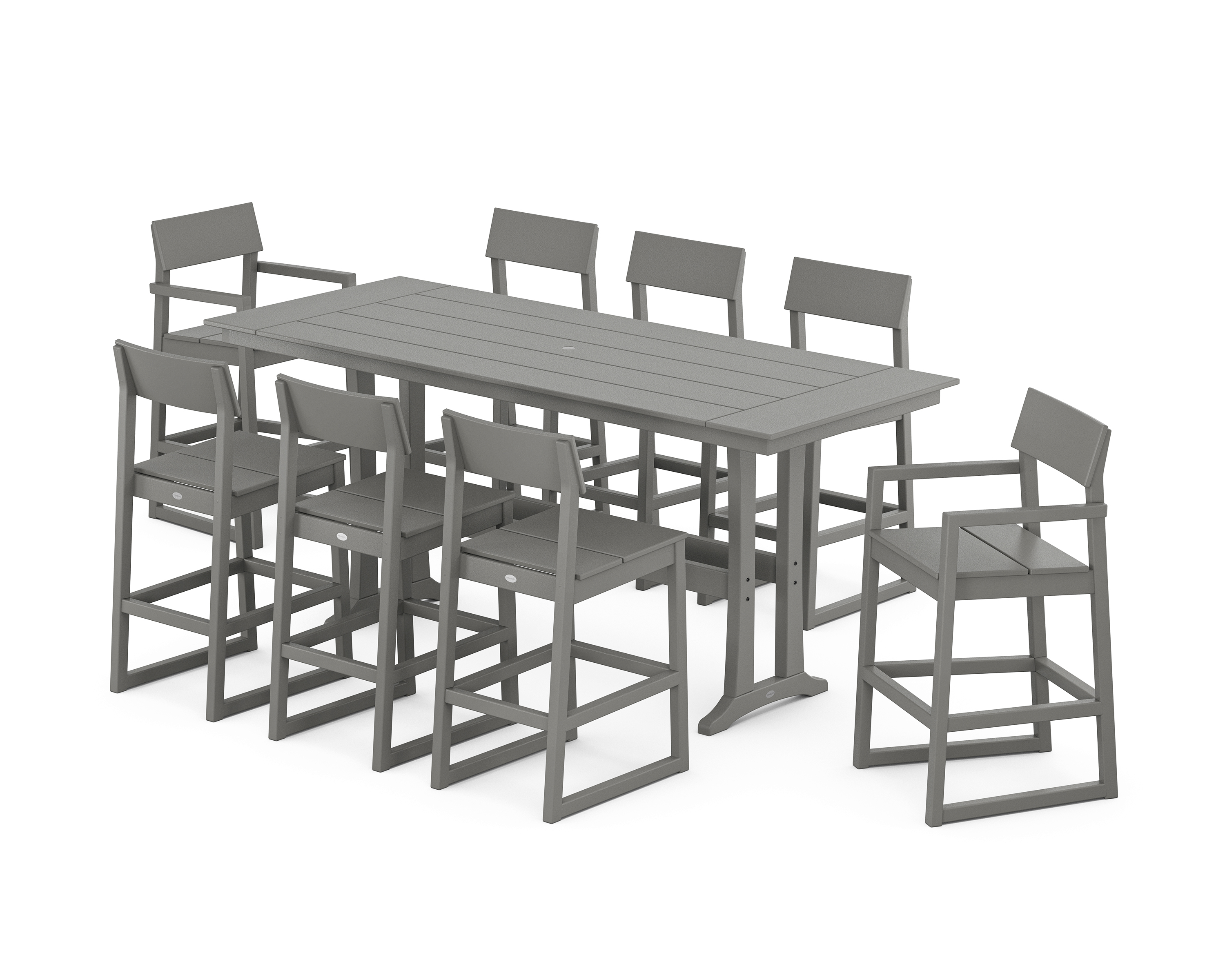 POLYWOOD EDGE 9-Piece Farmhouse Bar Set with Trestle Legs