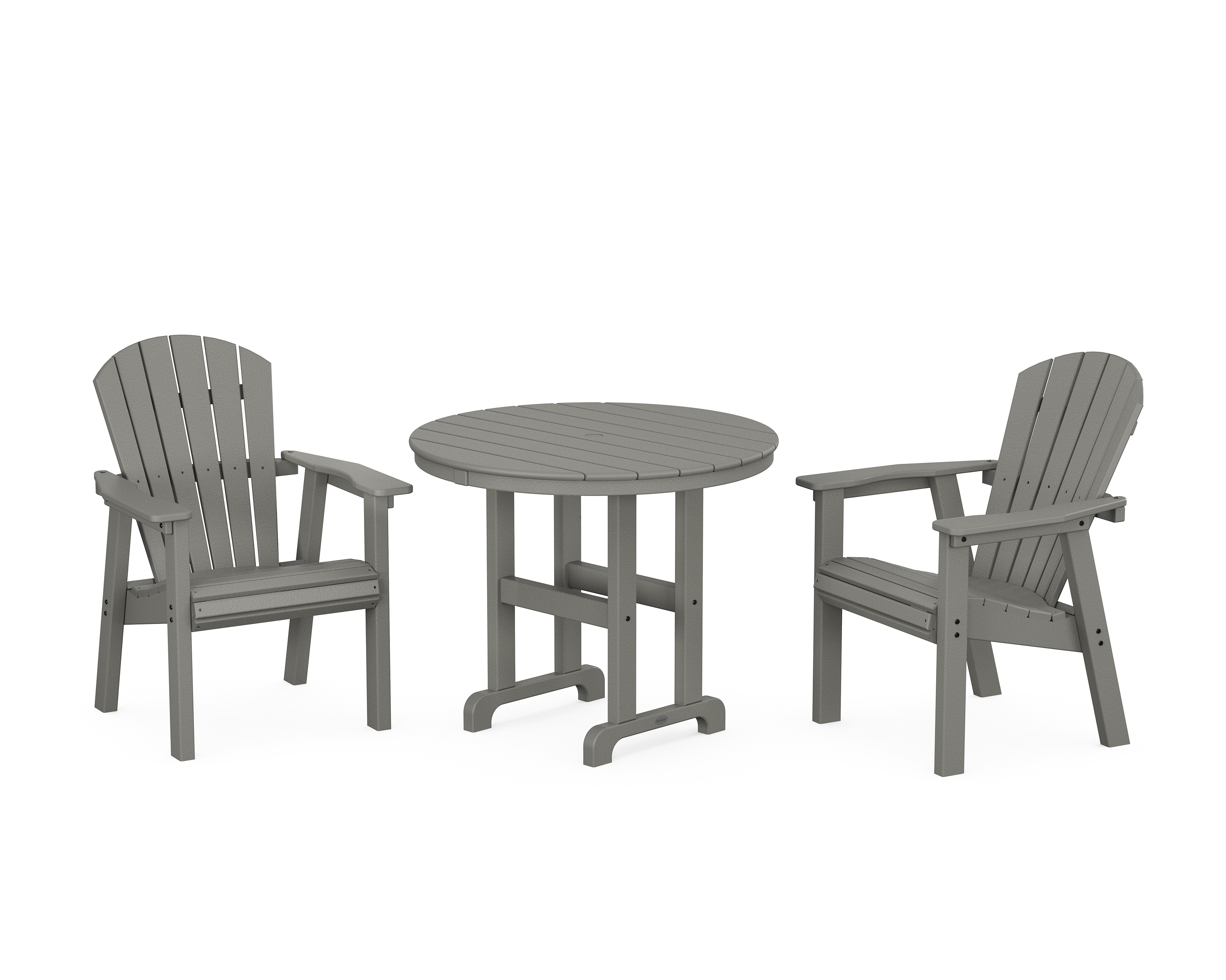 POLYWOOD Seashell 3-Piece Round Farmhouse Dining Set