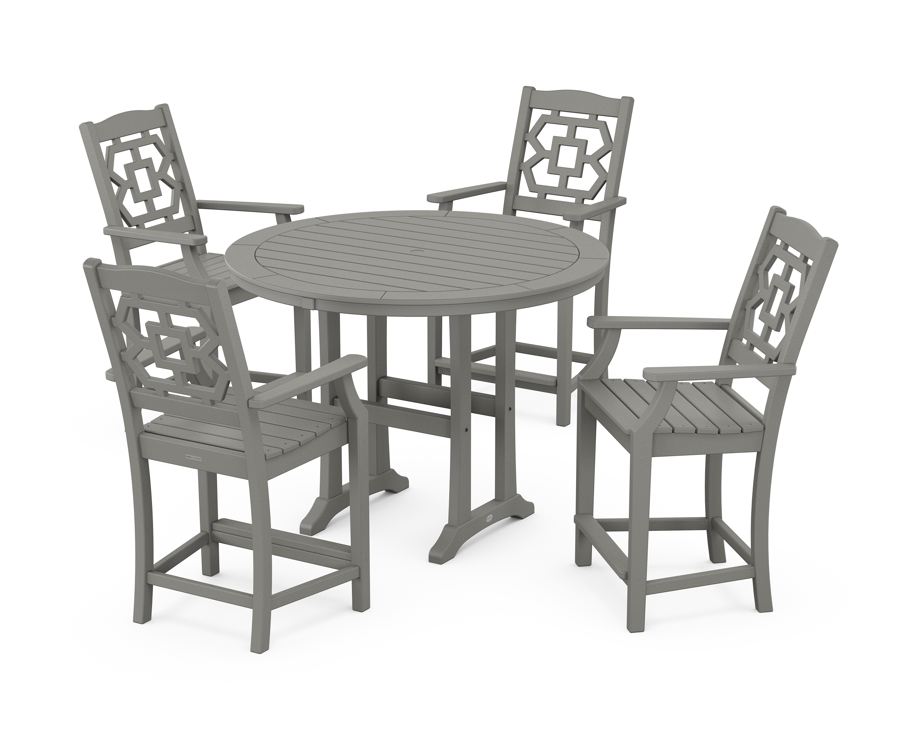 POLYWOOD Chinoiserie 5-Piece Round Counter Set