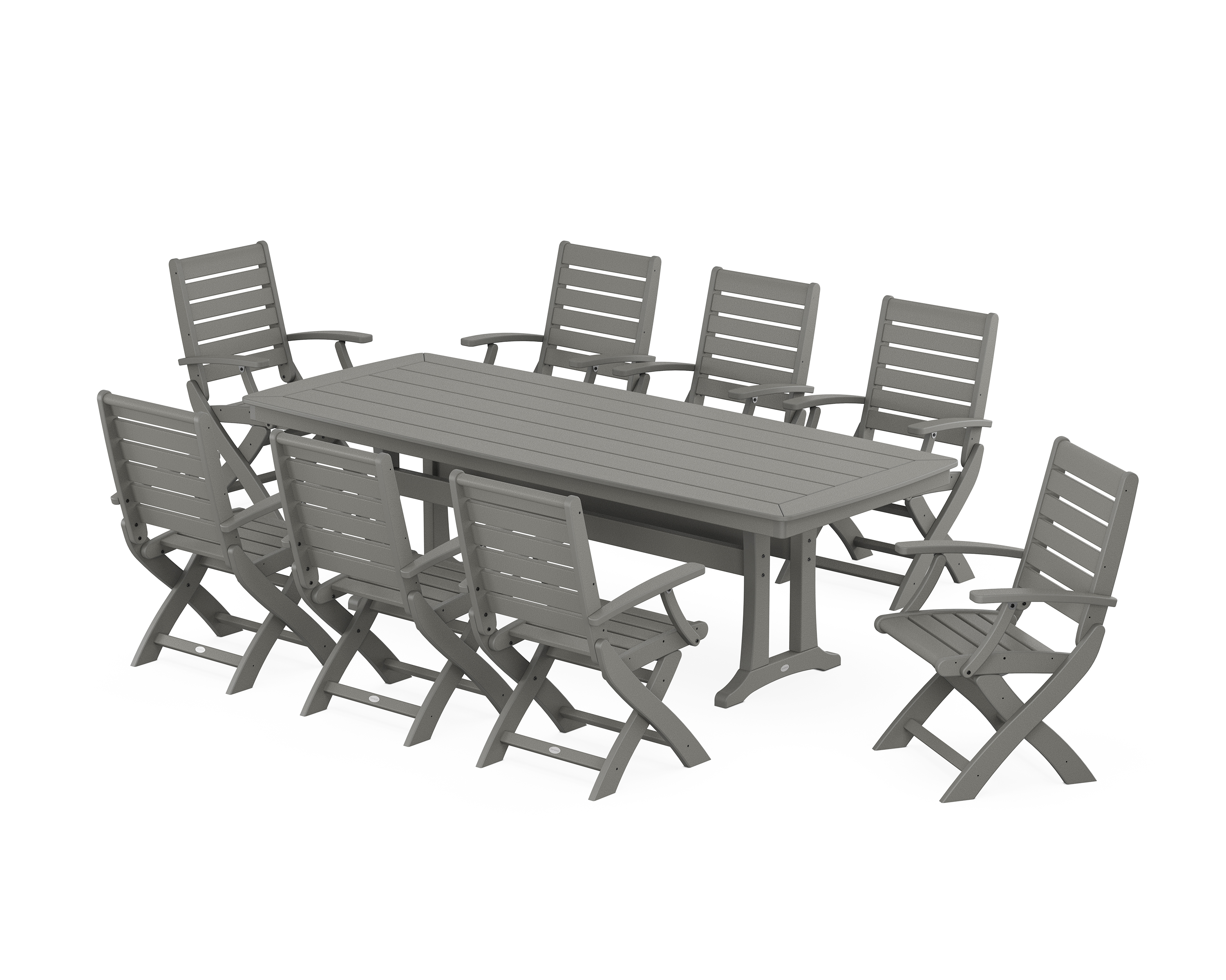POLYWOOD Signature Folding 9-Piece Dining Set with Trestle Legs