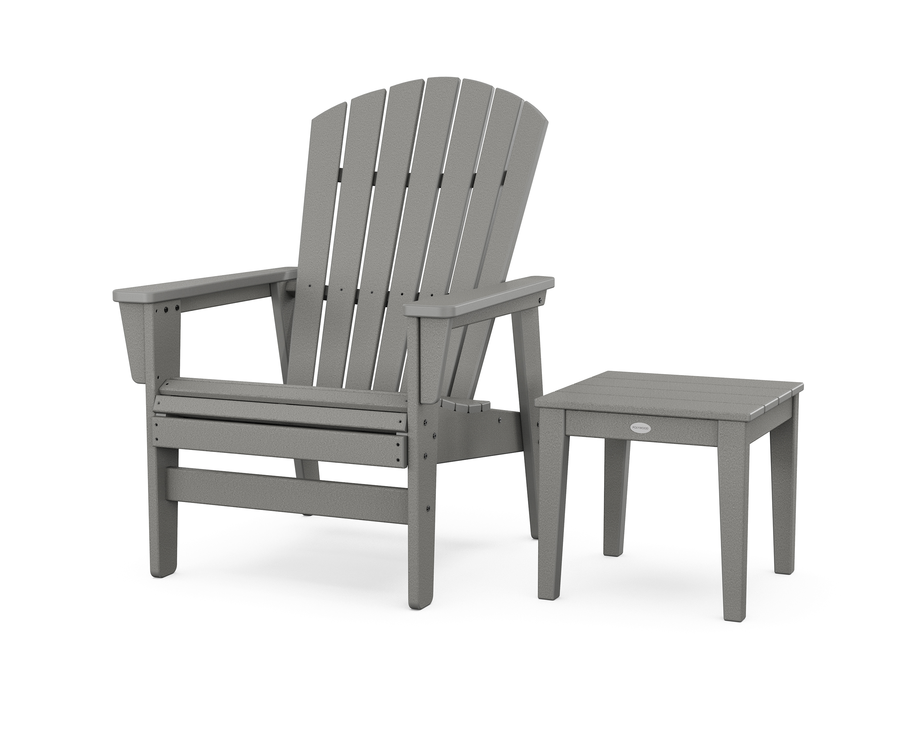 POLYWOOD Nautical Grand Upright Adirondack Chair with Side Table