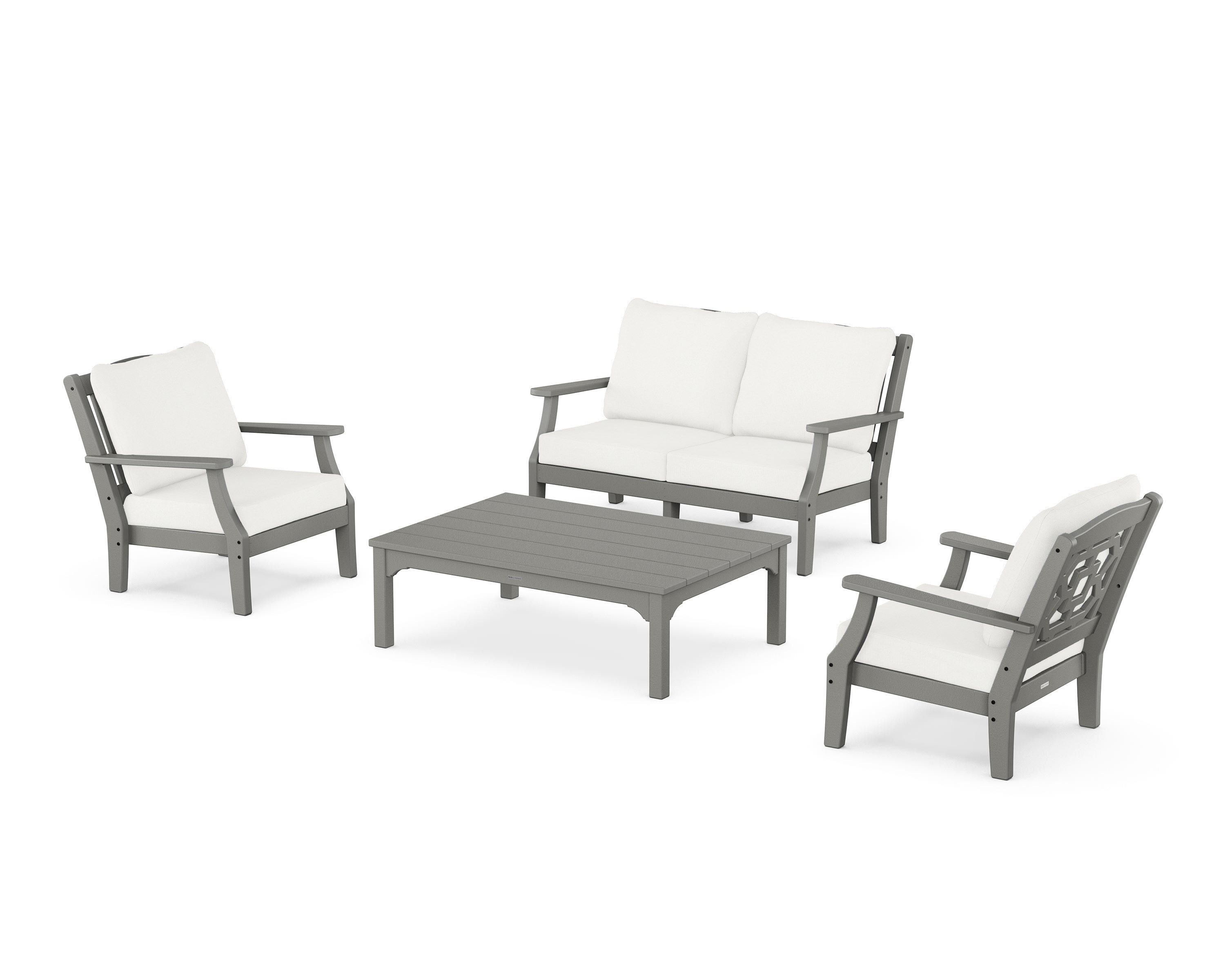 POLYWOOD Chinoiserie 4-Piece Deep Seating Set with Loveseat
