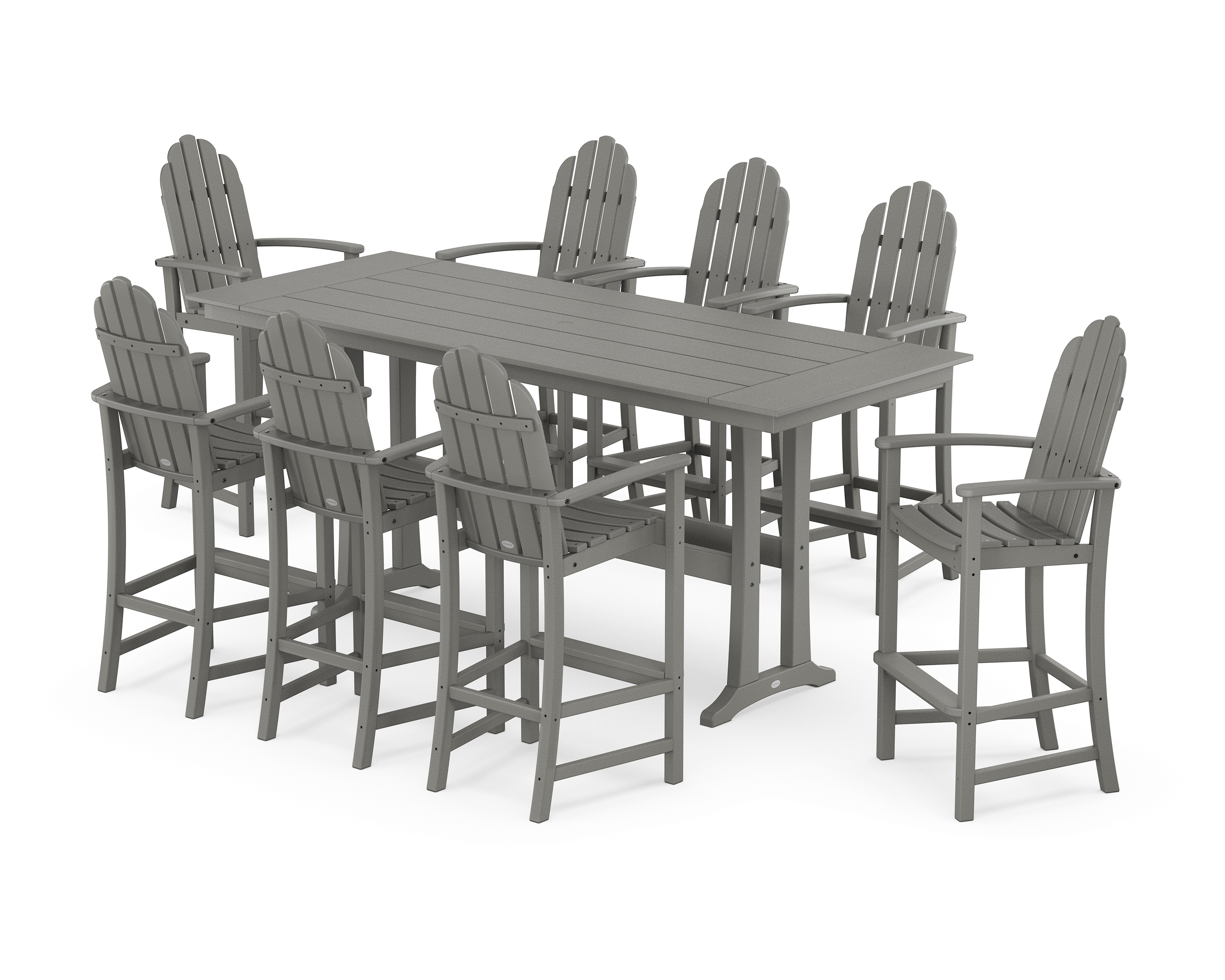 POLYWOOD Classic Adirondack 9-Piece Farmhouse Bar Set with Trestle Legs
