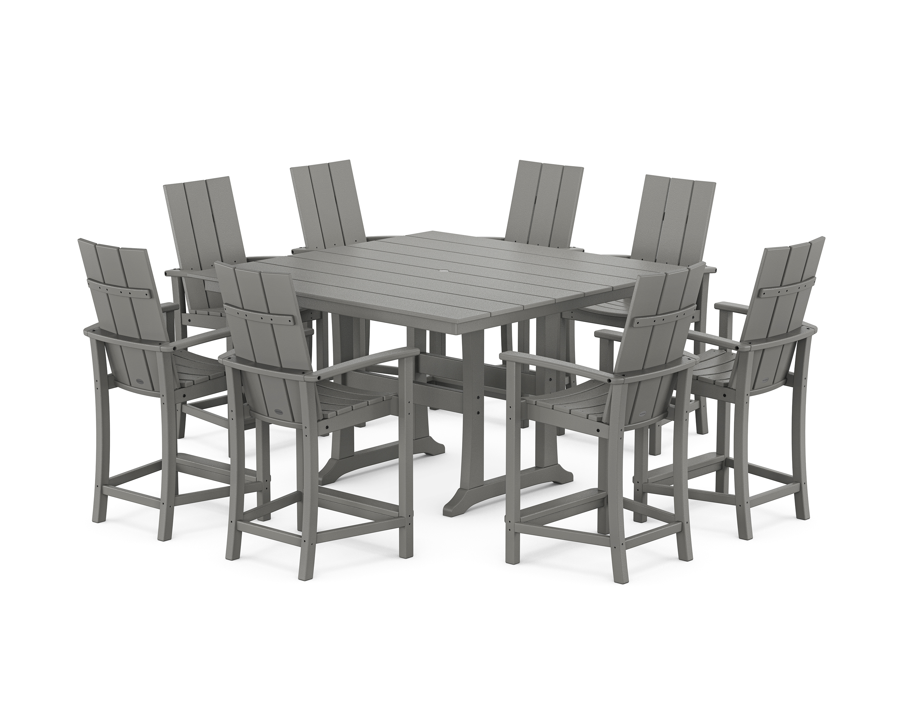 POLYWOOD Modern Adirondack 9-Piece Farmhouse Trestle Counter Set