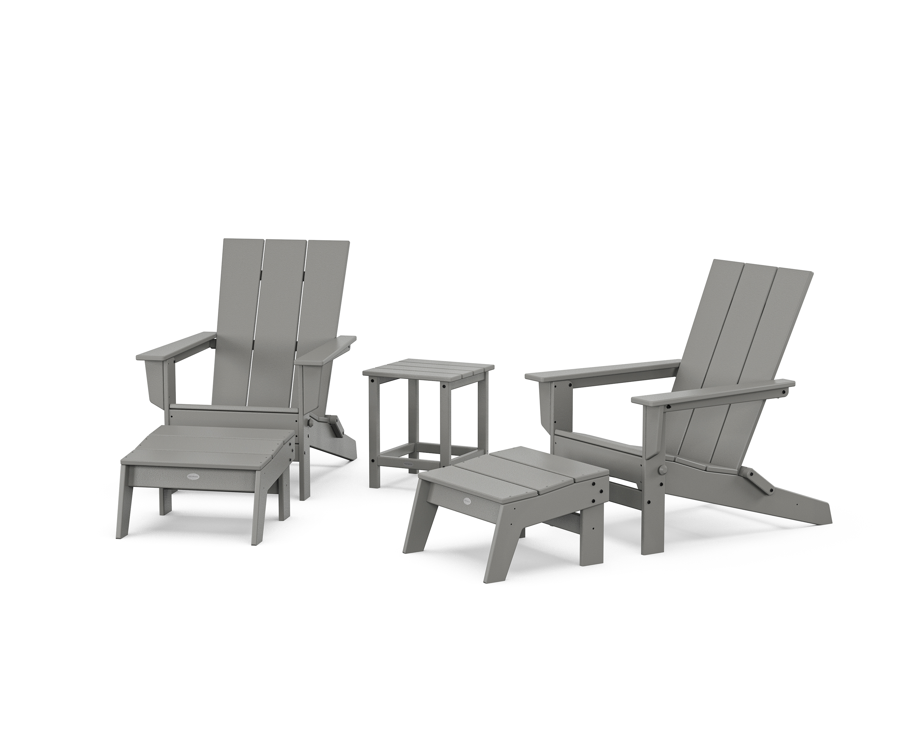 POLYWOOD 5-Piece Modern Studio Folding Adirondack Set with Ottomans and Side Table