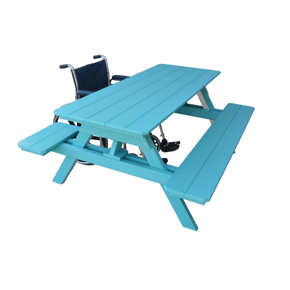 A&L Furniture 6 ft Table w/ Attached Benches - Wheelchair Accessible