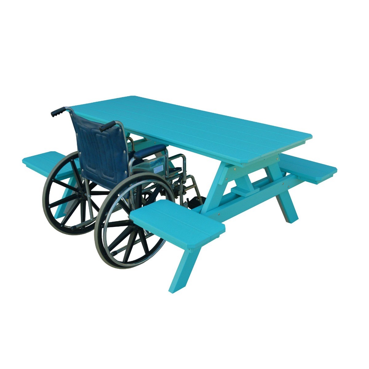 A&L Furniture 6 ft Table w/ Attached Benches - Wheelchair Accessible