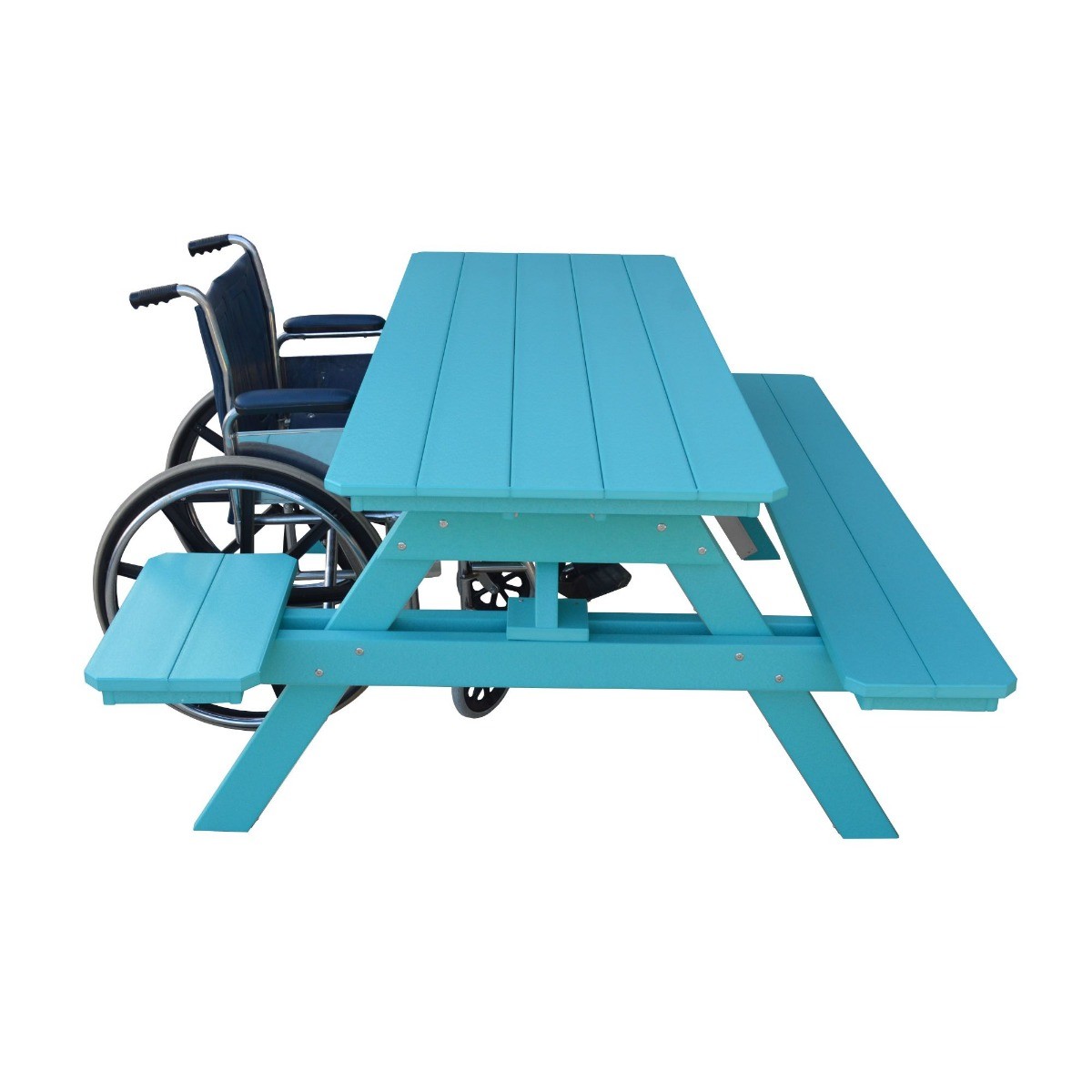 A&L Furniture 6 ft Table w/ Attached Benches - Wheelchair Accessible