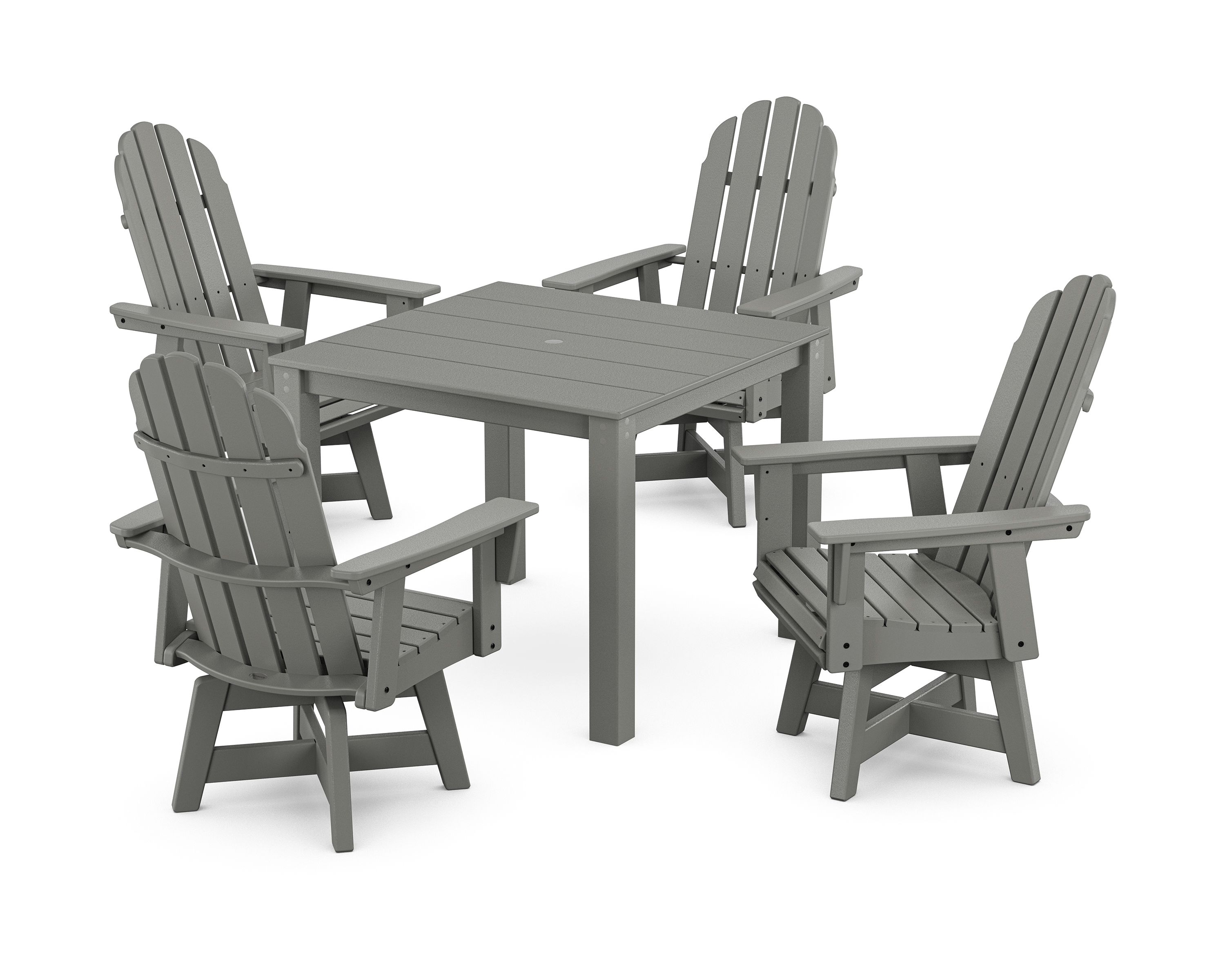 POLYWOOD Vineyard Curveback Adirondack 5-Piece Parsons Swivel Dining Set