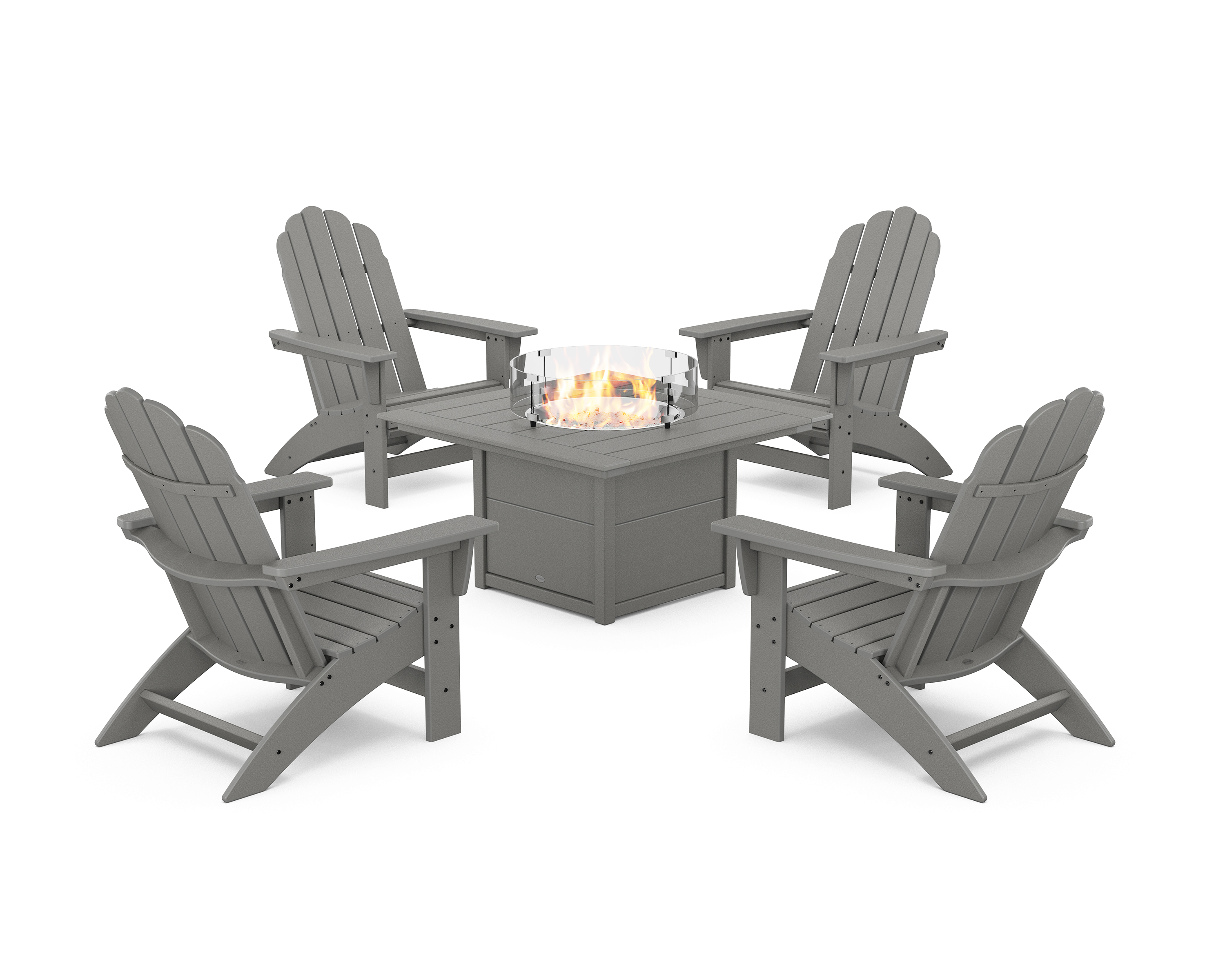 POLYWOOD 5-Piece Vineyard Grand Adirondack Conversation Set with Fire Pit Table
