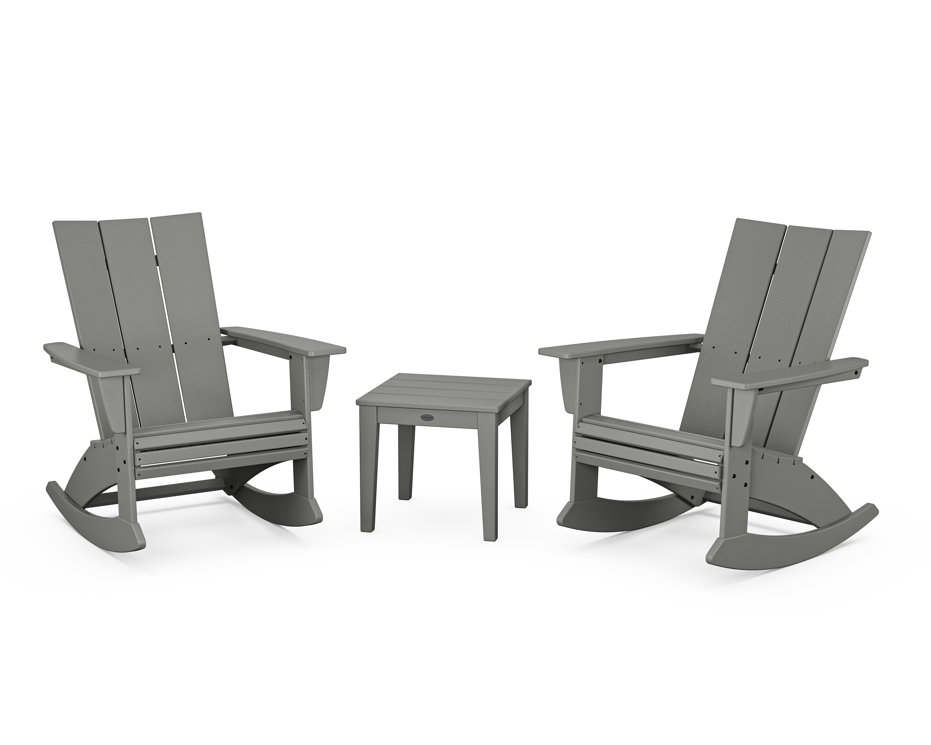 POLYWOOD Modern Curveback 3-Piece Adirondack Rocking Chair Set