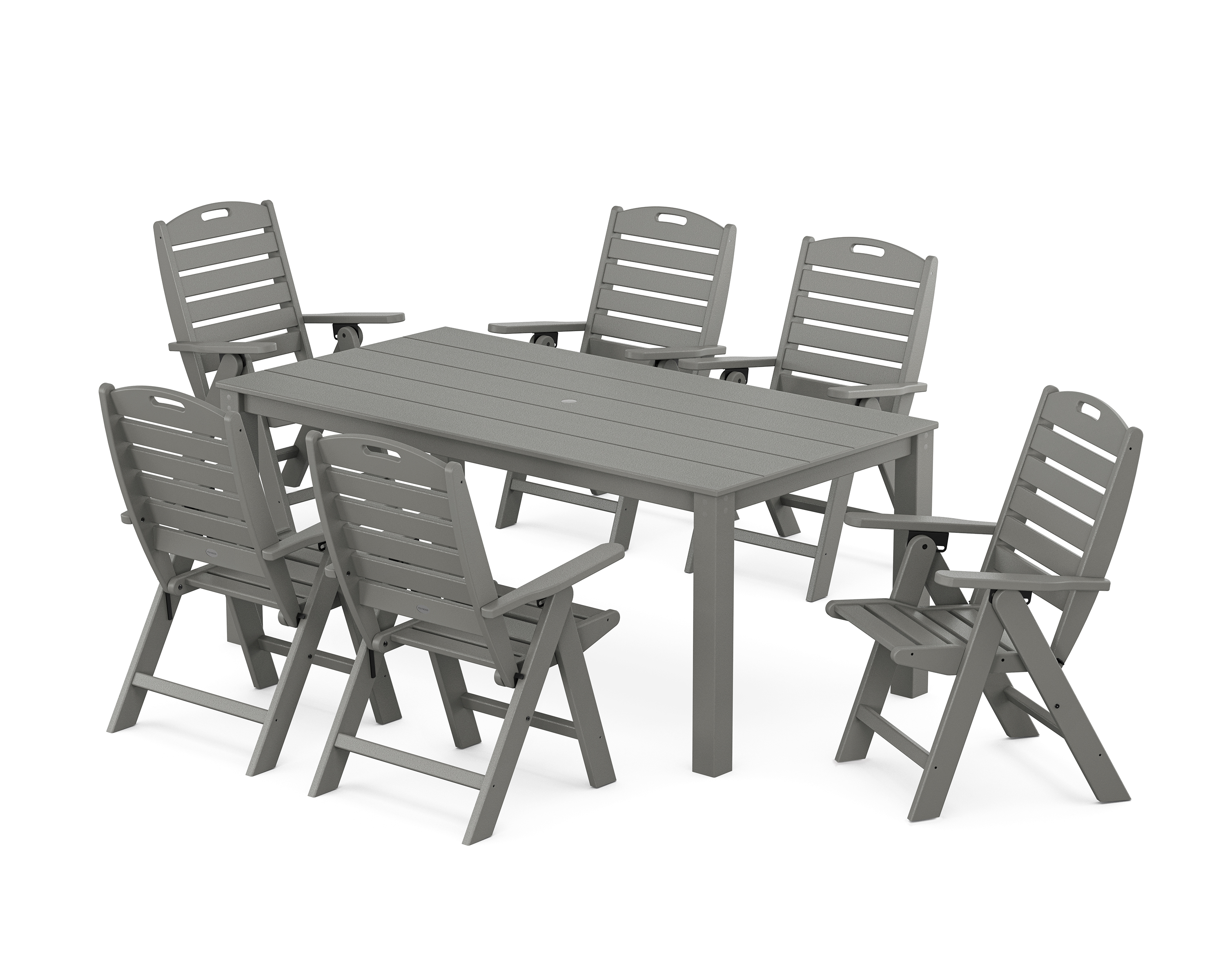 POLYWOOD Nautical Folding Highback Chair 7-Piece Parsons Dining Set