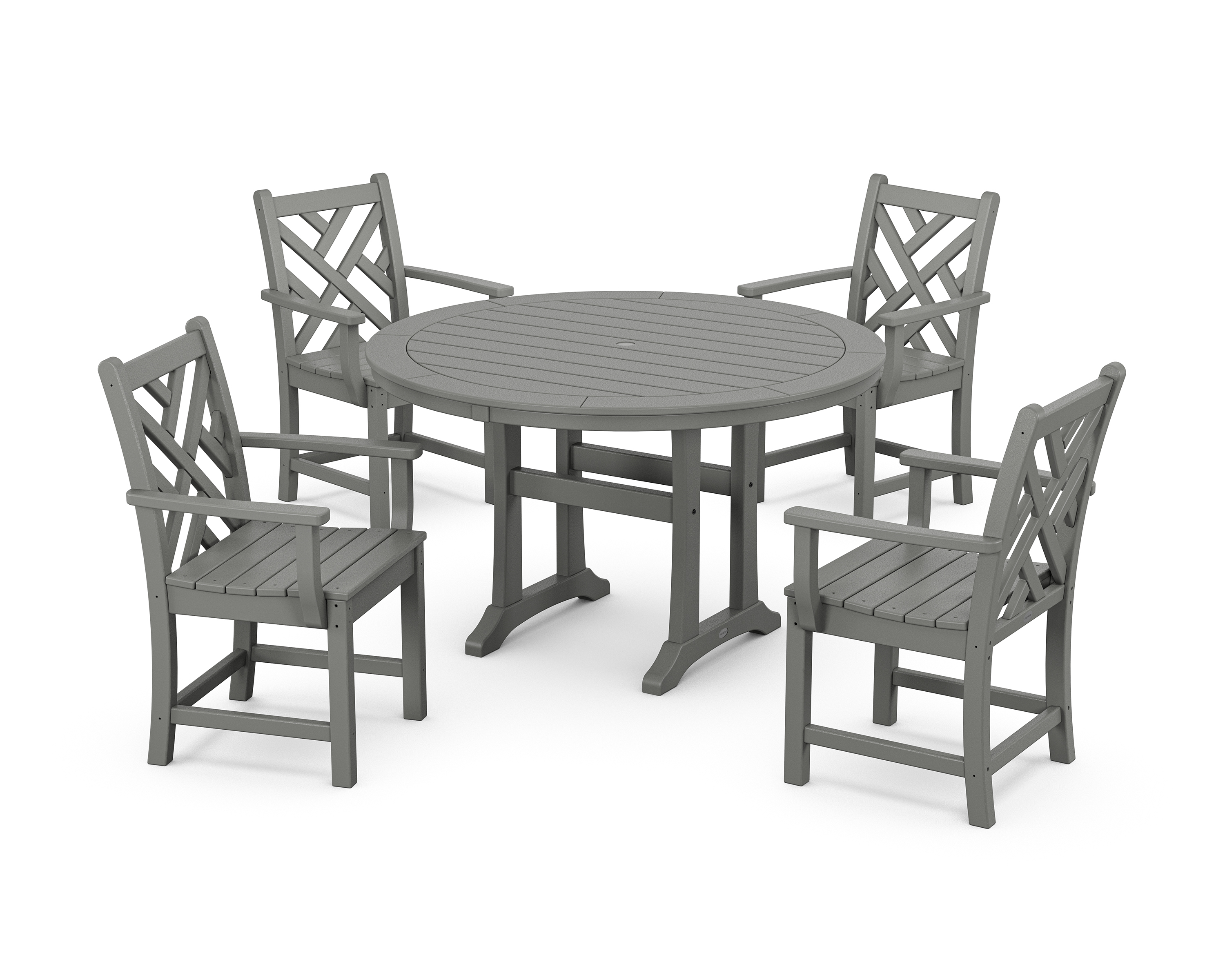 POLYWOOD Chippendale 5-Piece Nautical Trestle Dining Arm Chair Set