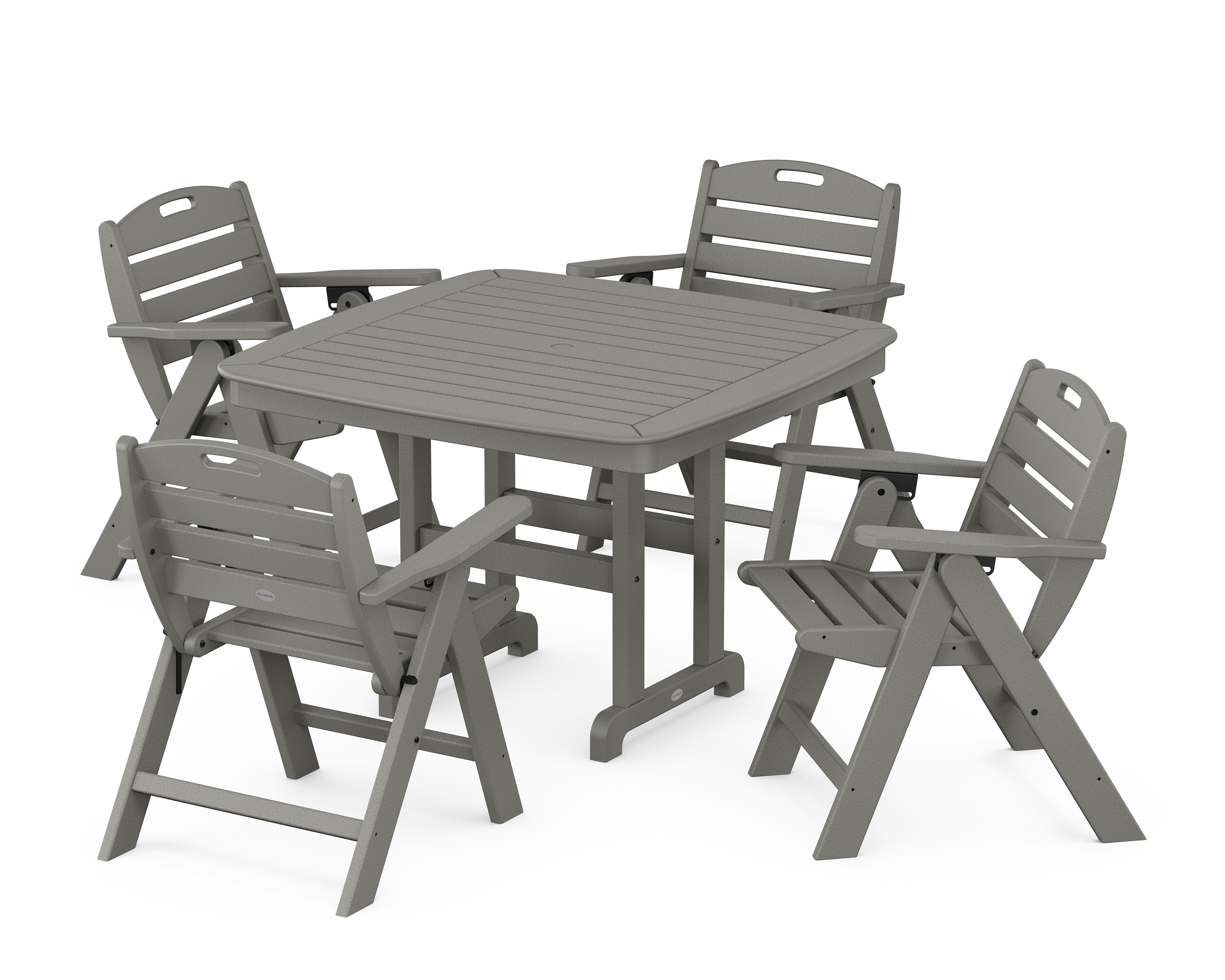 POLYWOOD Nautical Folding Lowback Chair 5-Piece Dining Set with Trestle Legs