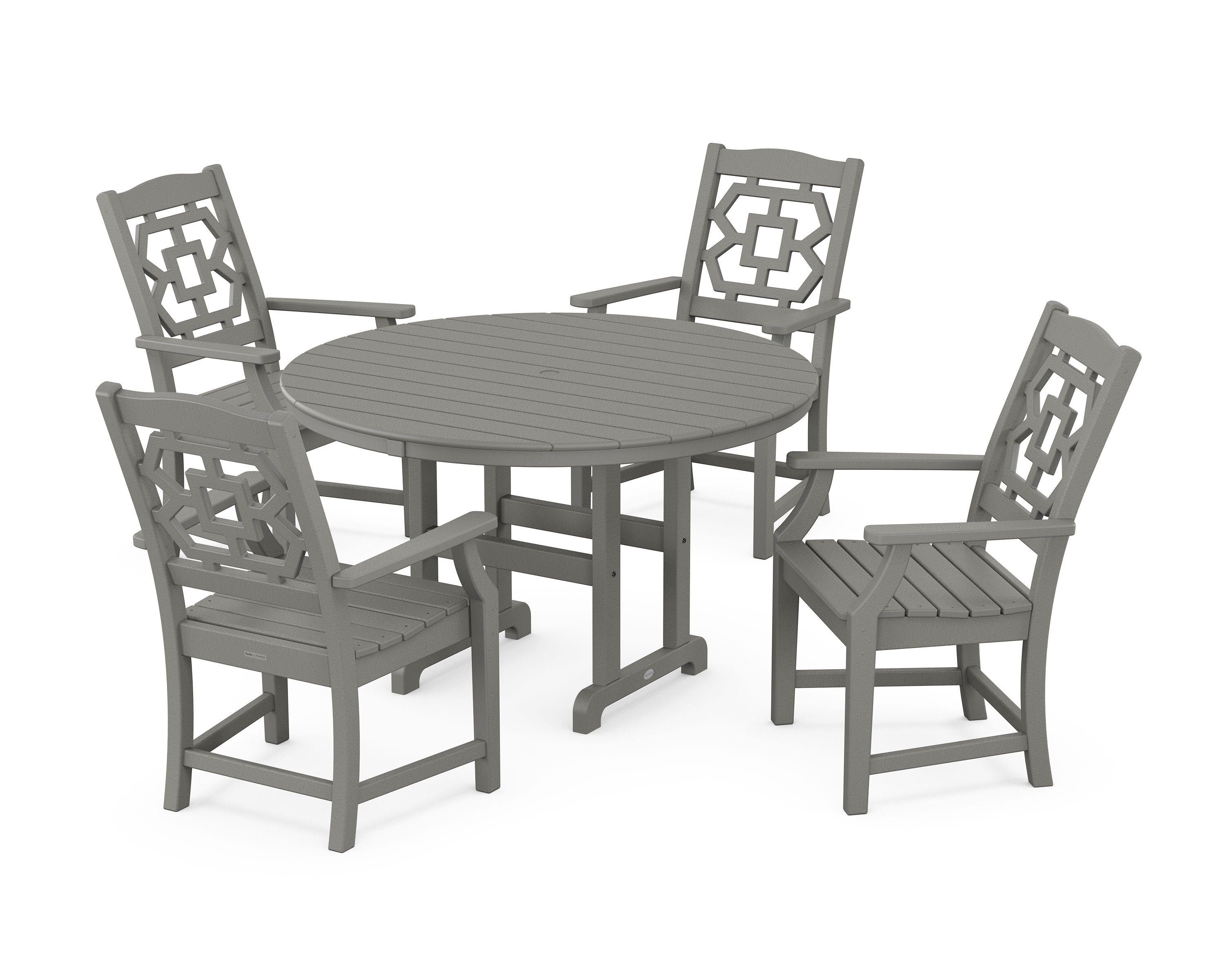 POLYWOOD Chinoiserie 5-Piece Round Farmhouse Dining Set