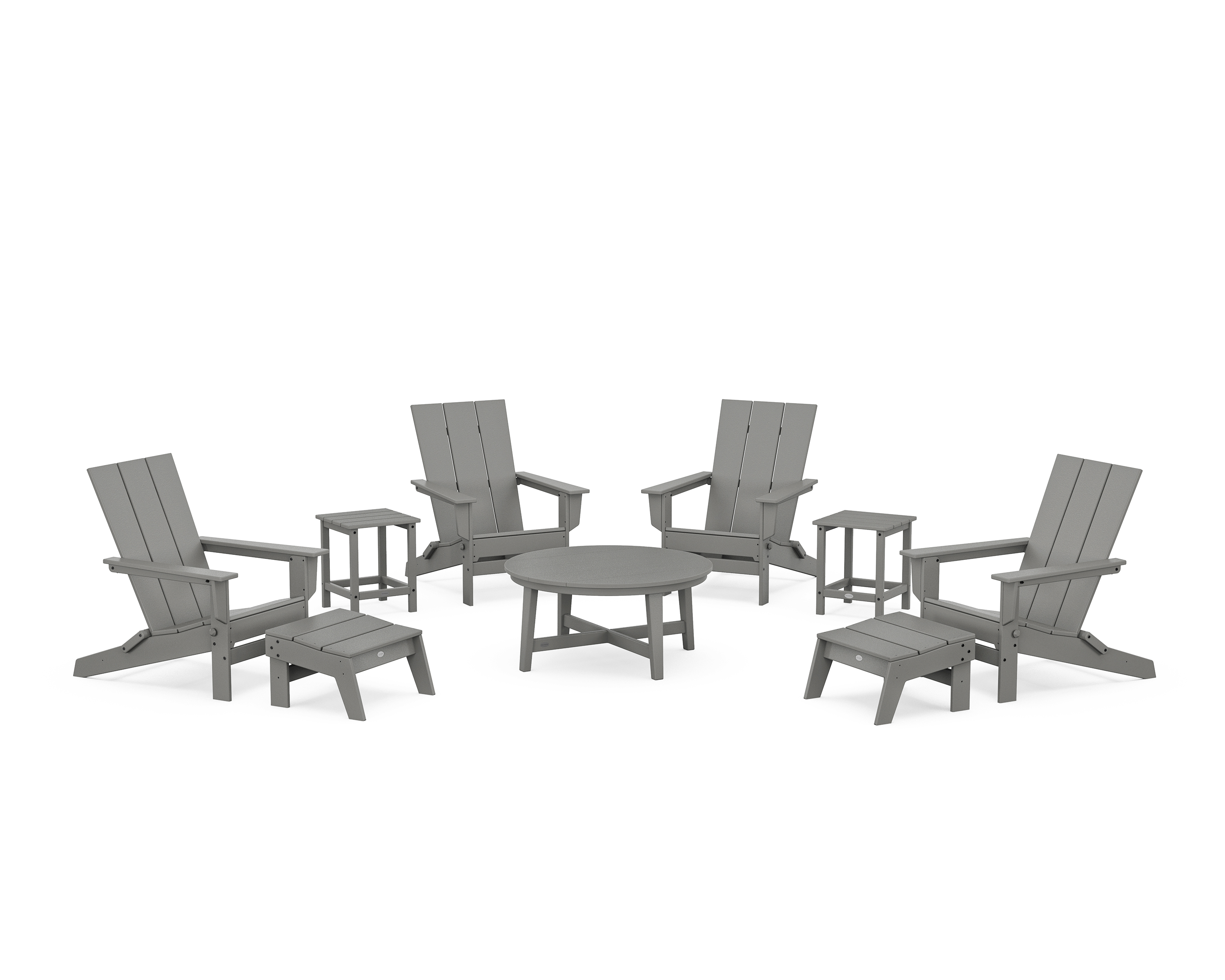 POLYWOOD Modern Studio Folding Adirondack 9-Piece Conversation Set