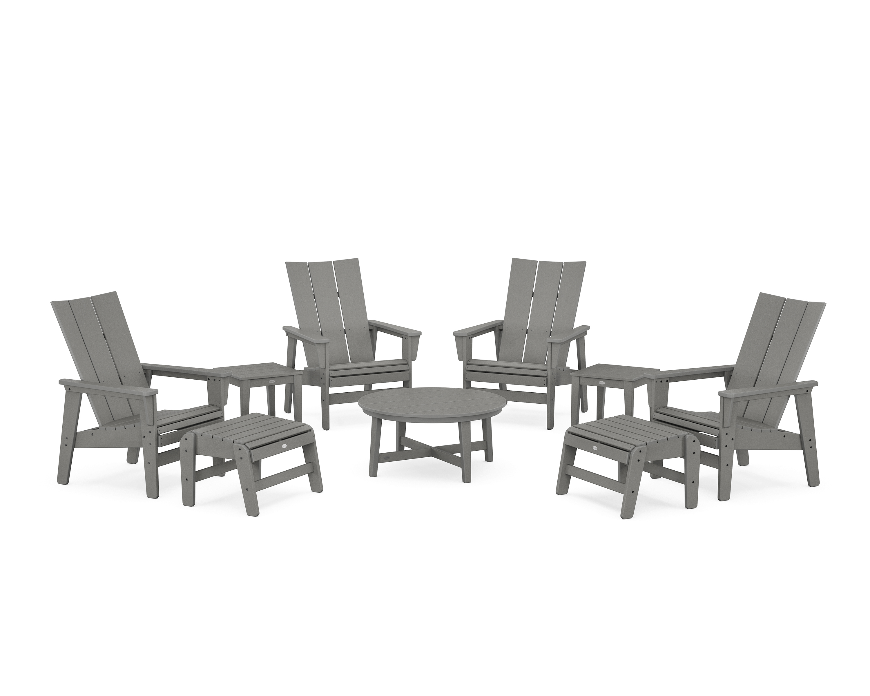 POLYWOOD Modern Grand Upright Adirondack 9-Piece Conversation Set