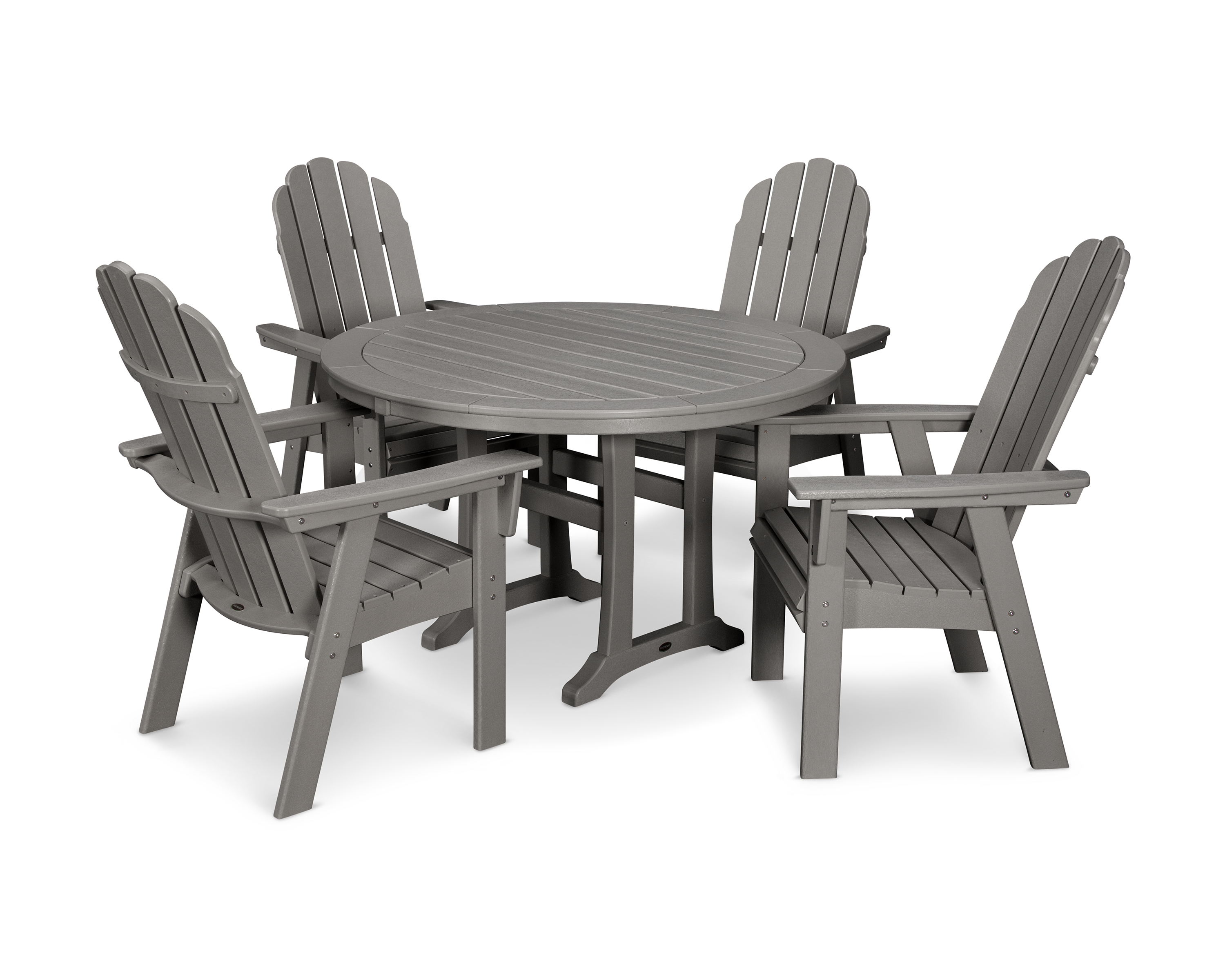 POLYWOOD Vineyard Curveback Adirondack 5-Piece Nautical Trestle Dining Set