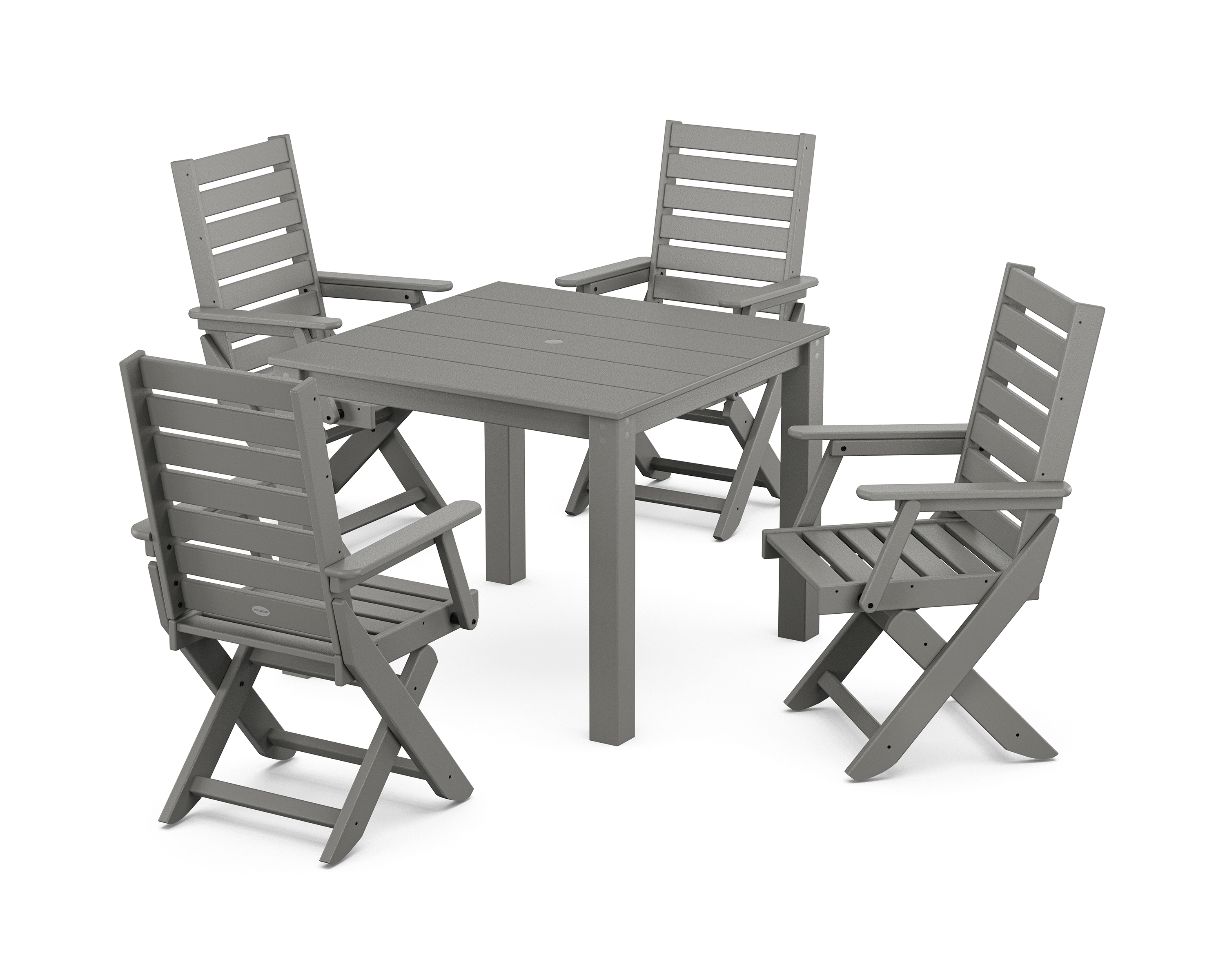 POLYWOOD Captain Folding Chair 5-Piece Parsons Dining Set