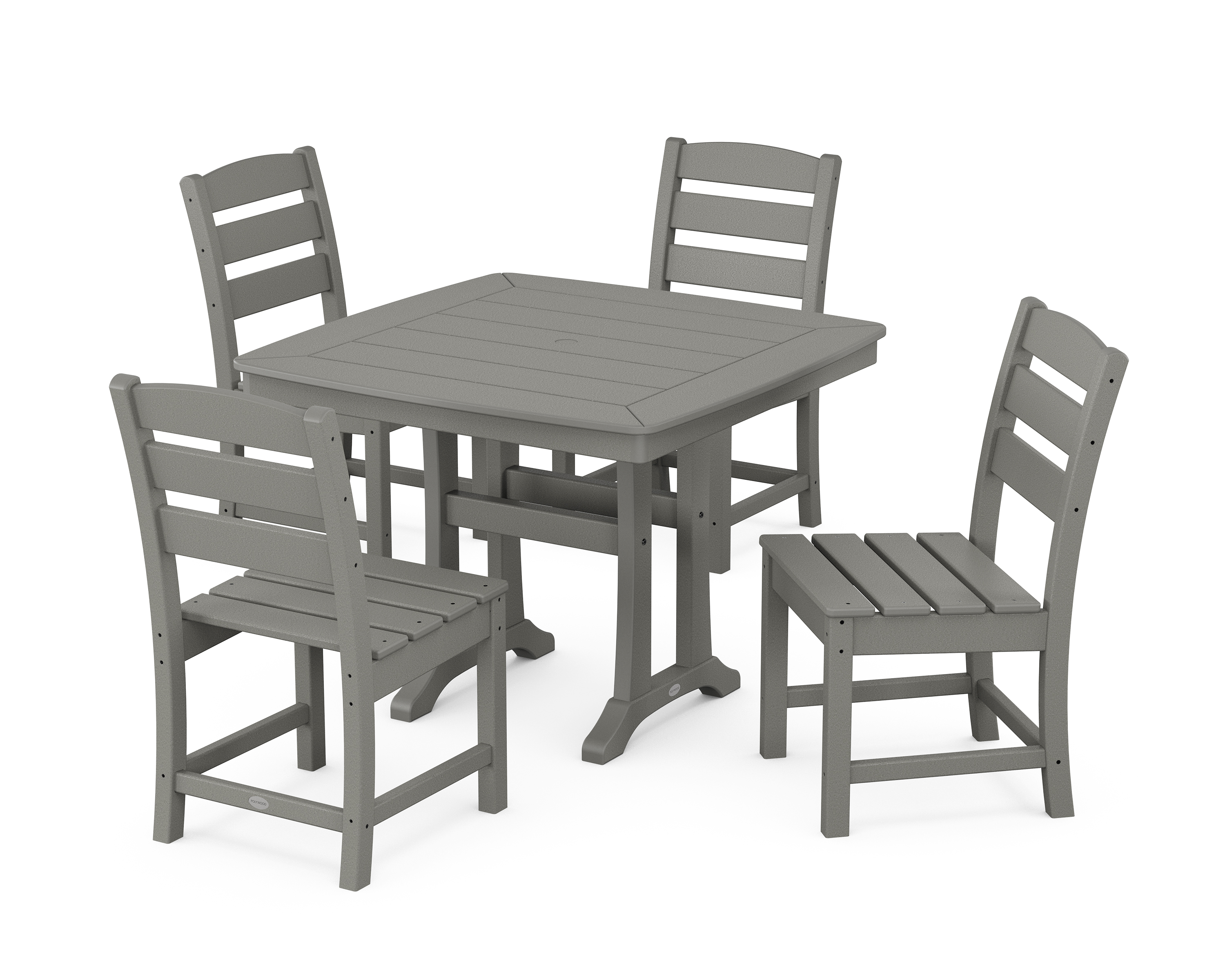 POLYWOOD Lakeside Side Chair 5-Piece Dining Set with Trestle Legs