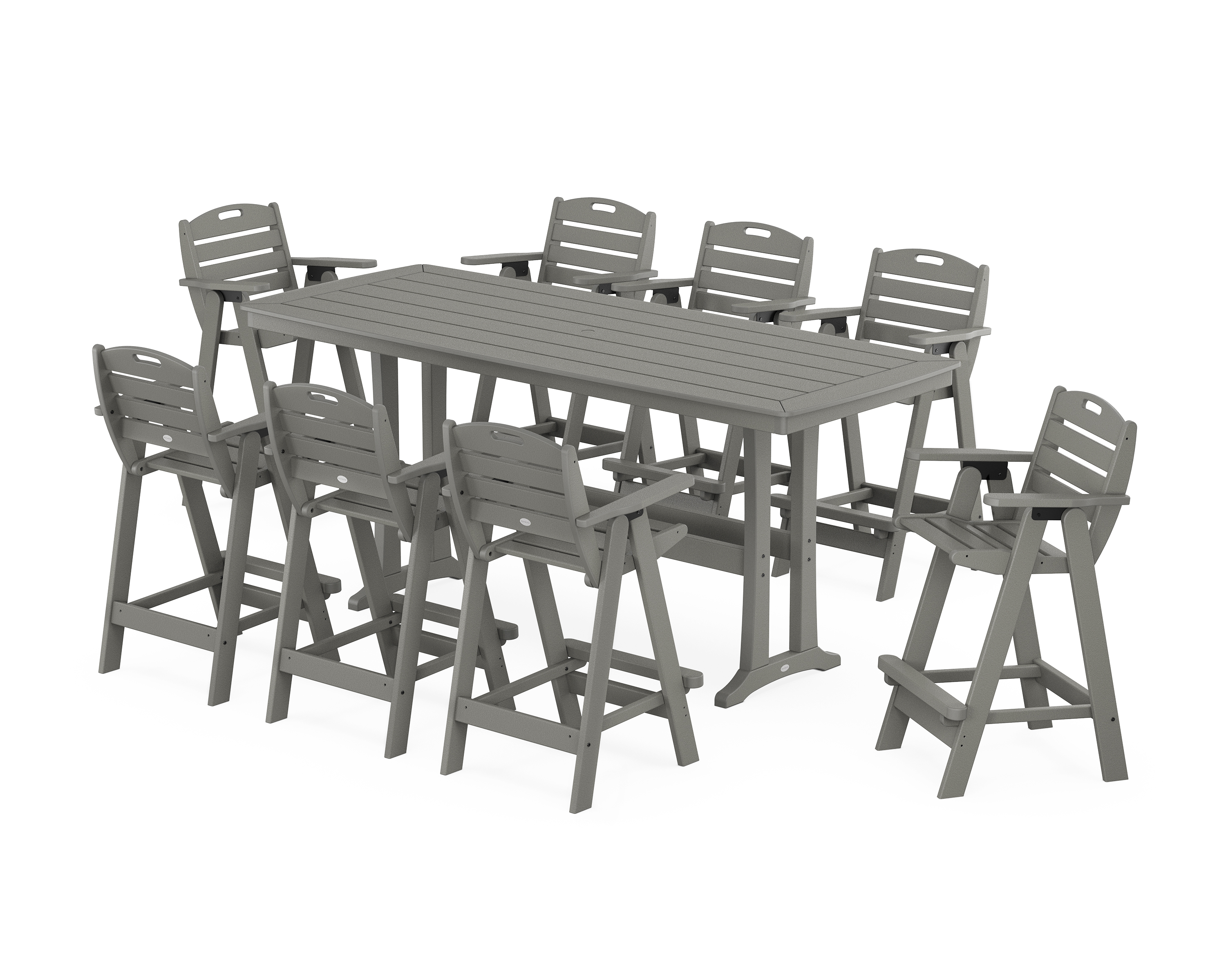 POLYWOOD Nautical 9-Piece Bar Set with Trestle Legs