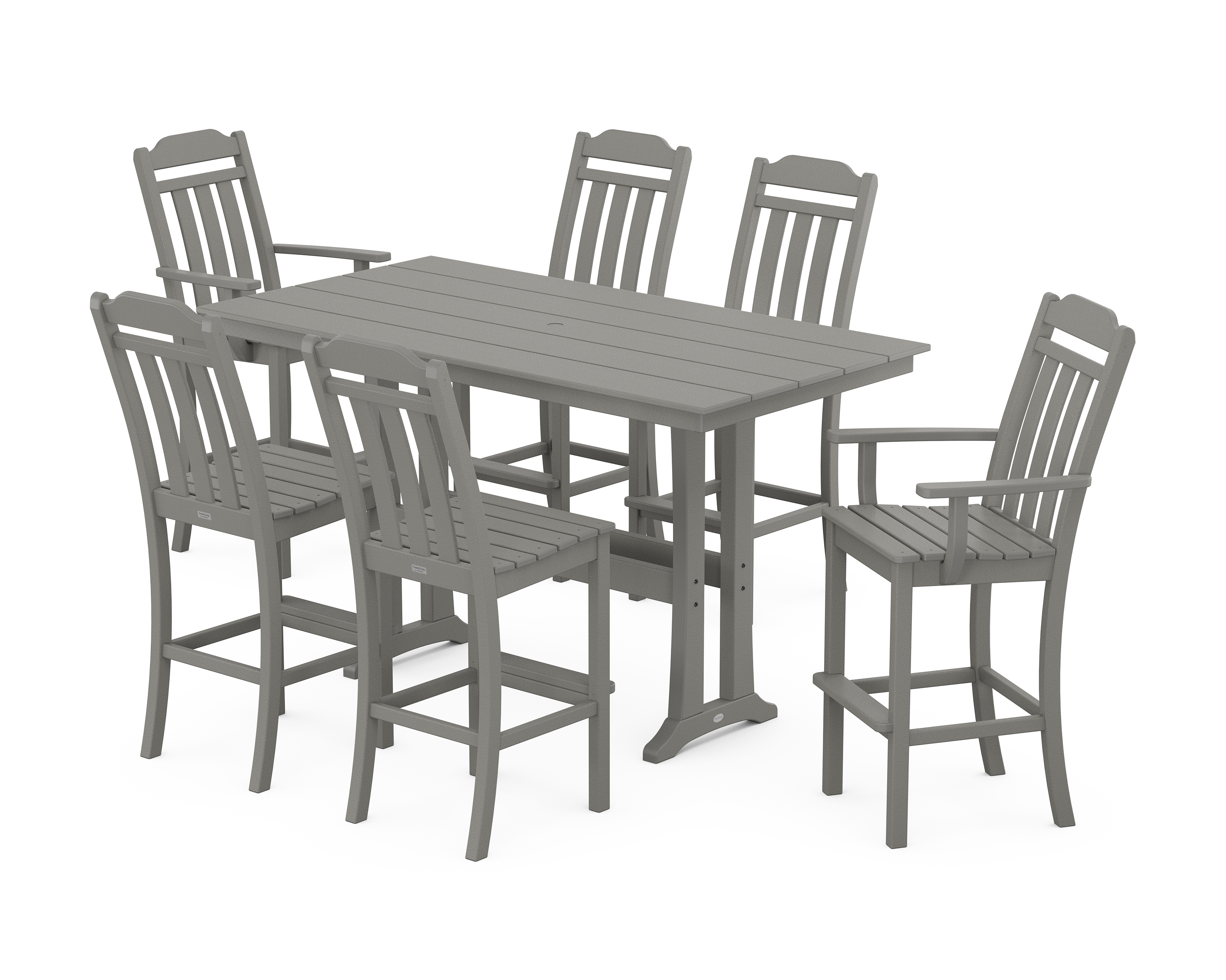 POLYWOOD Cottage 7-Piece Farmhouse Bar Set with Trestle Legs