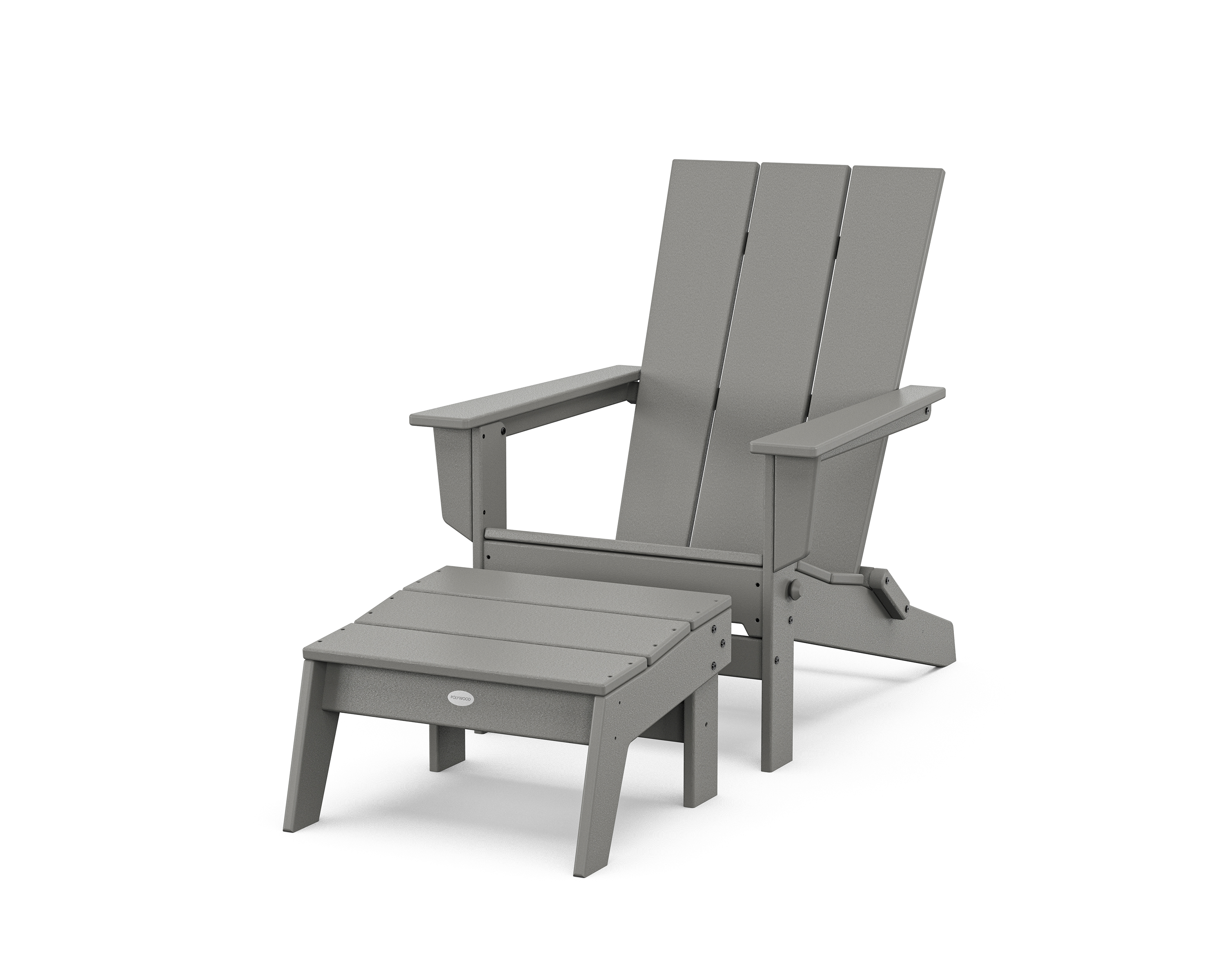 POLYWOOD Modern Studio Folding Adirondack Chair with Ottoman