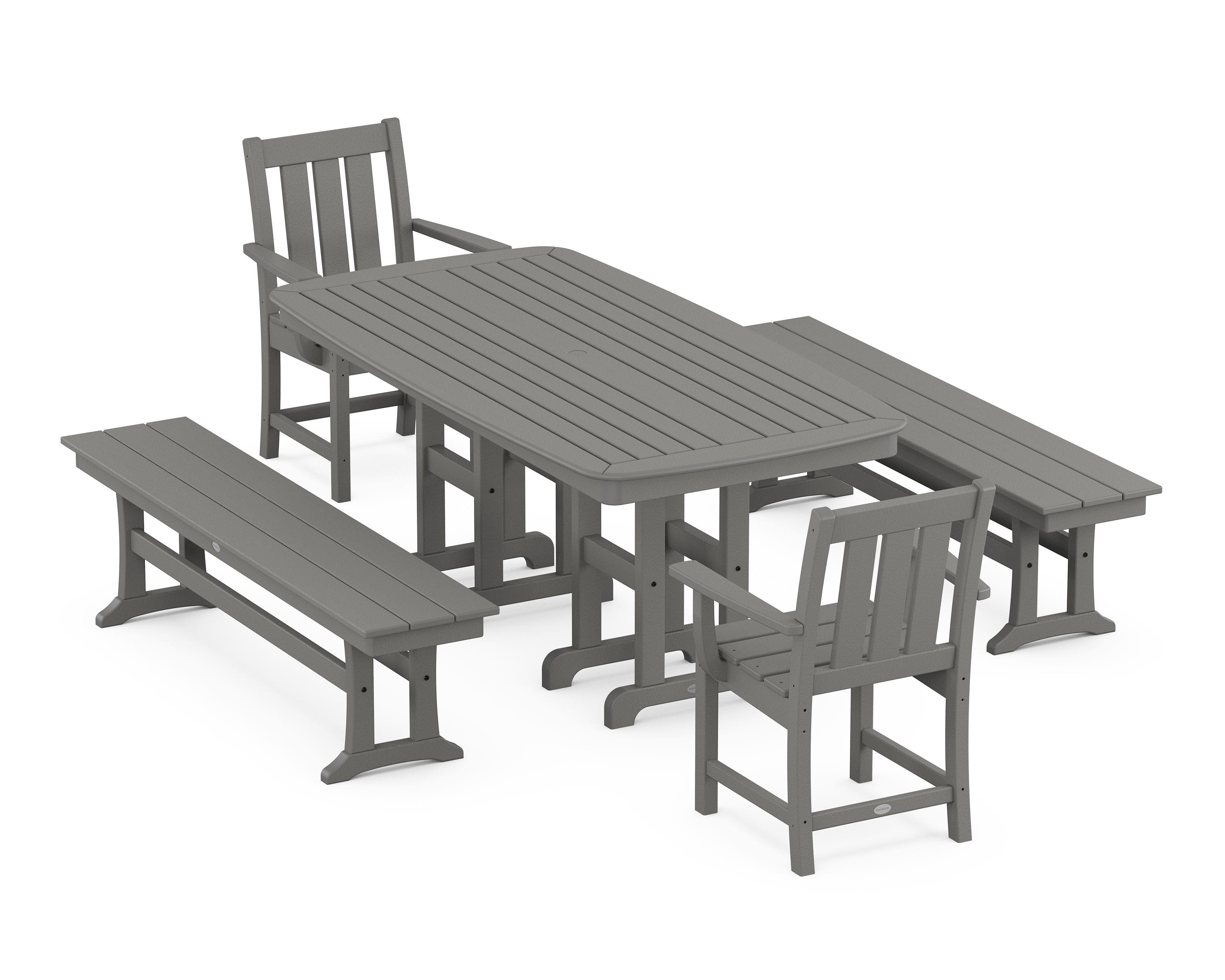 POLYWOOD Oxford 5-Piece Dining Set with Benches