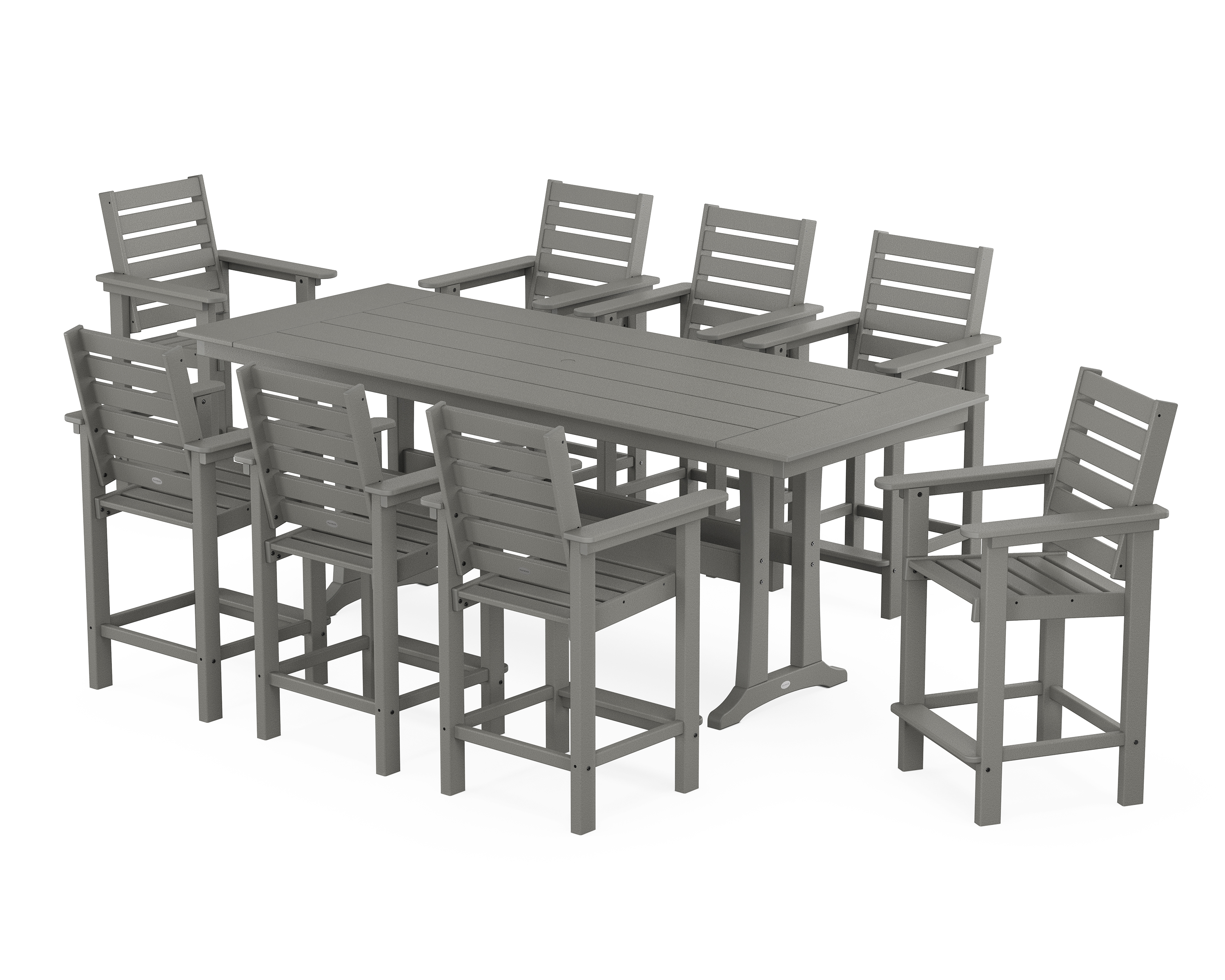 POLYWOOD Captain 9-Piece Farmhouse Counter Set with Trestle Legs