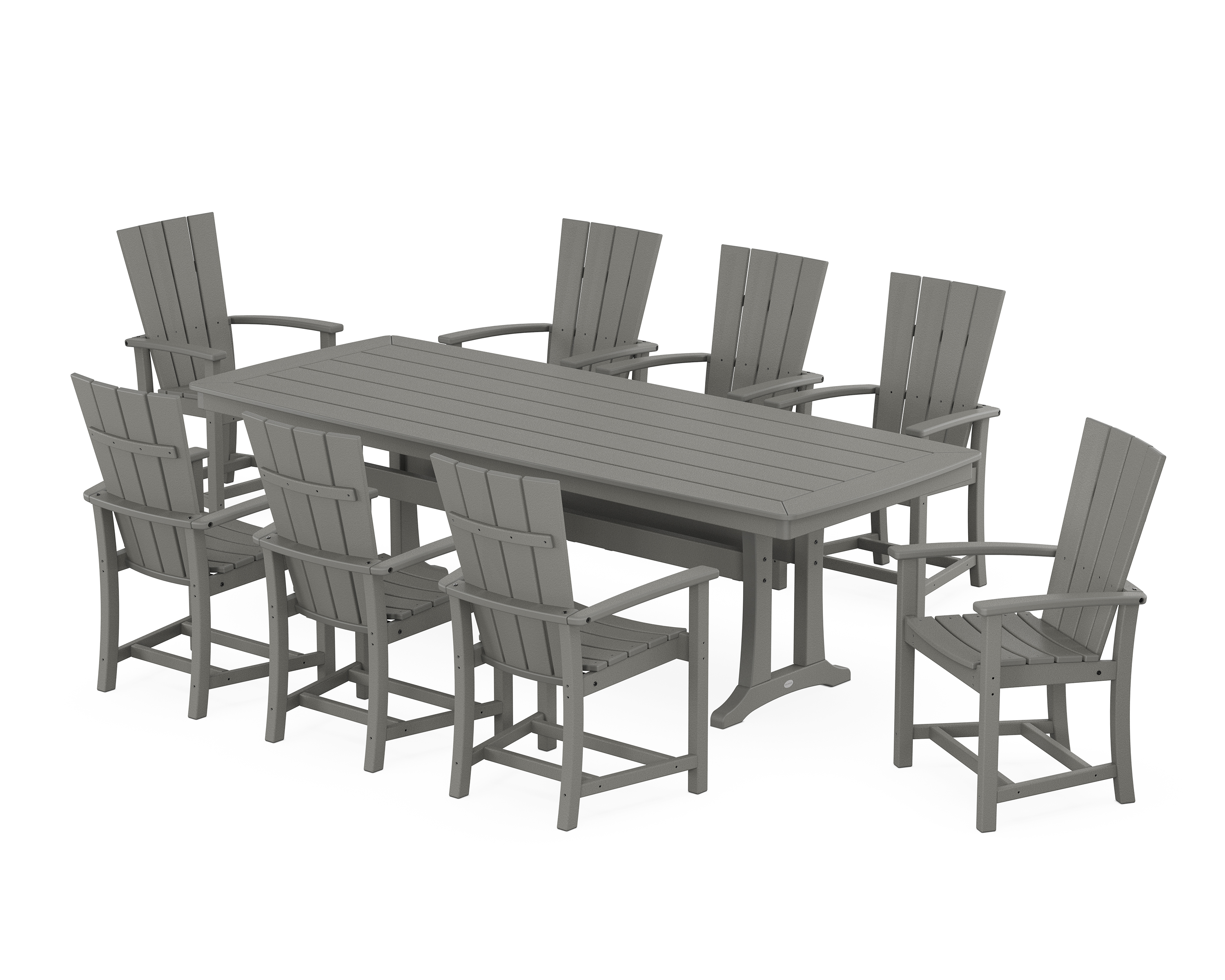 POLYWOOD Quattro Adirondack 9-Piece Dining Set with Trestle Legs