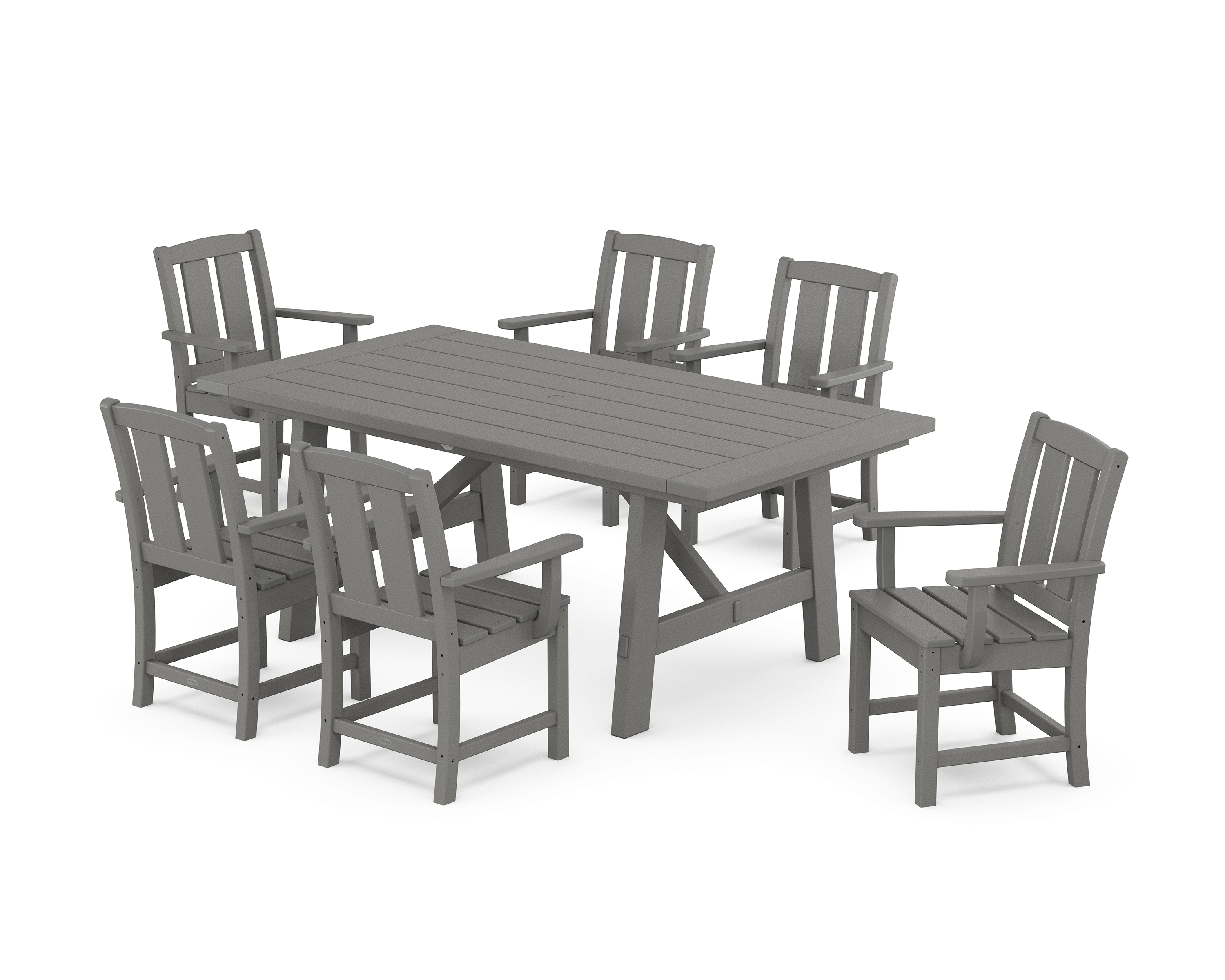 POLYWOOD Mission Arm Chair 7-Piece Rustic Farmhouse Dining Set