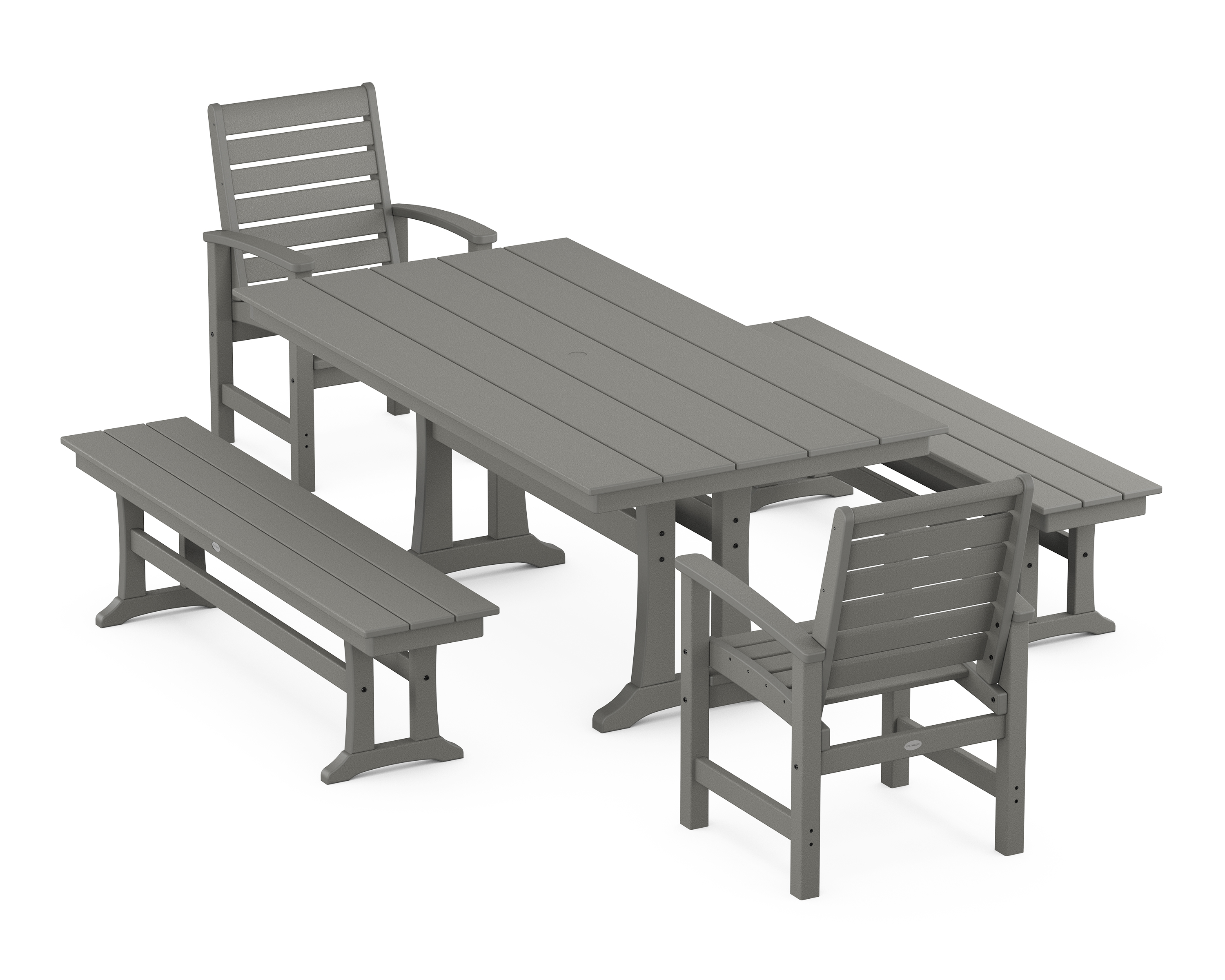 POLYWOOD Signature 5-Piece Farmhouse Dining Set With Trestle Legs